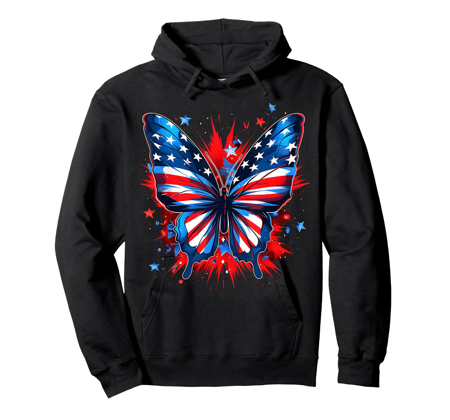 4th of July Butterfly USA Flag Cute American Women Girl T-Shirt