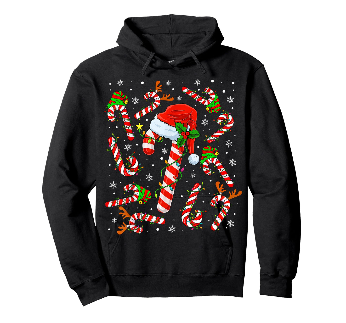 Christmas Candy Cane Santa Hat Reindeer Funny Xmas Light T-Shirt