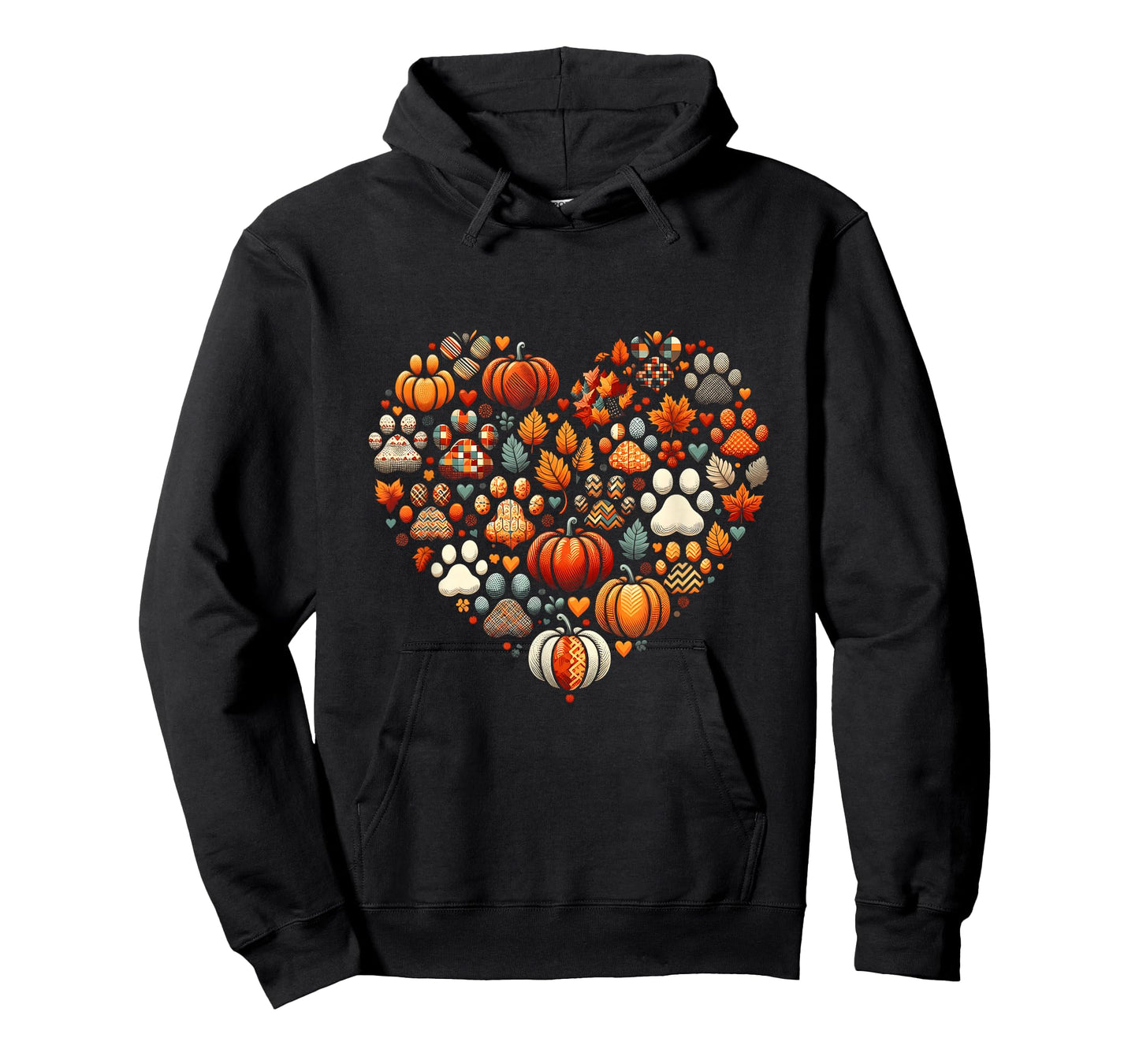 Cute Dog Cat Paw Print Pumpkin Autumn Leaf Fall Thanksgiving T-Shirt