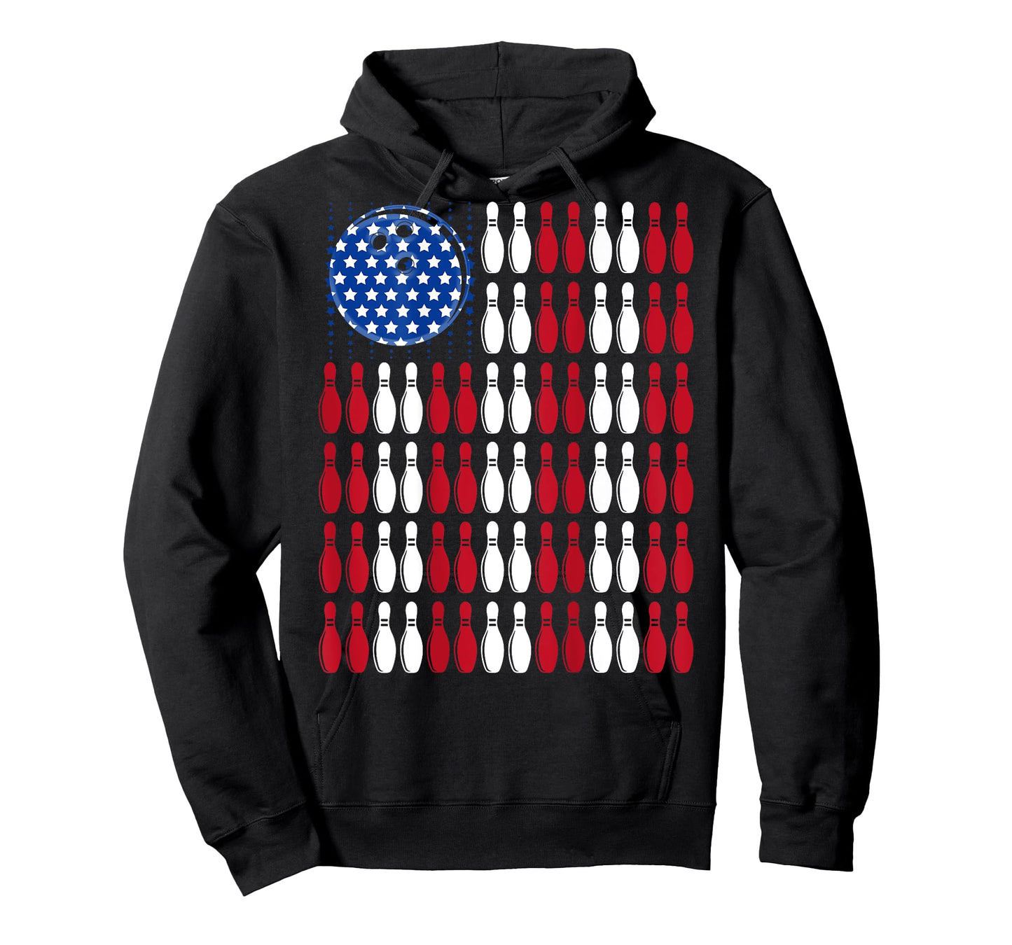 Cool Bowling Bowler Men Women Team American Flag (On Back) T-Shirt