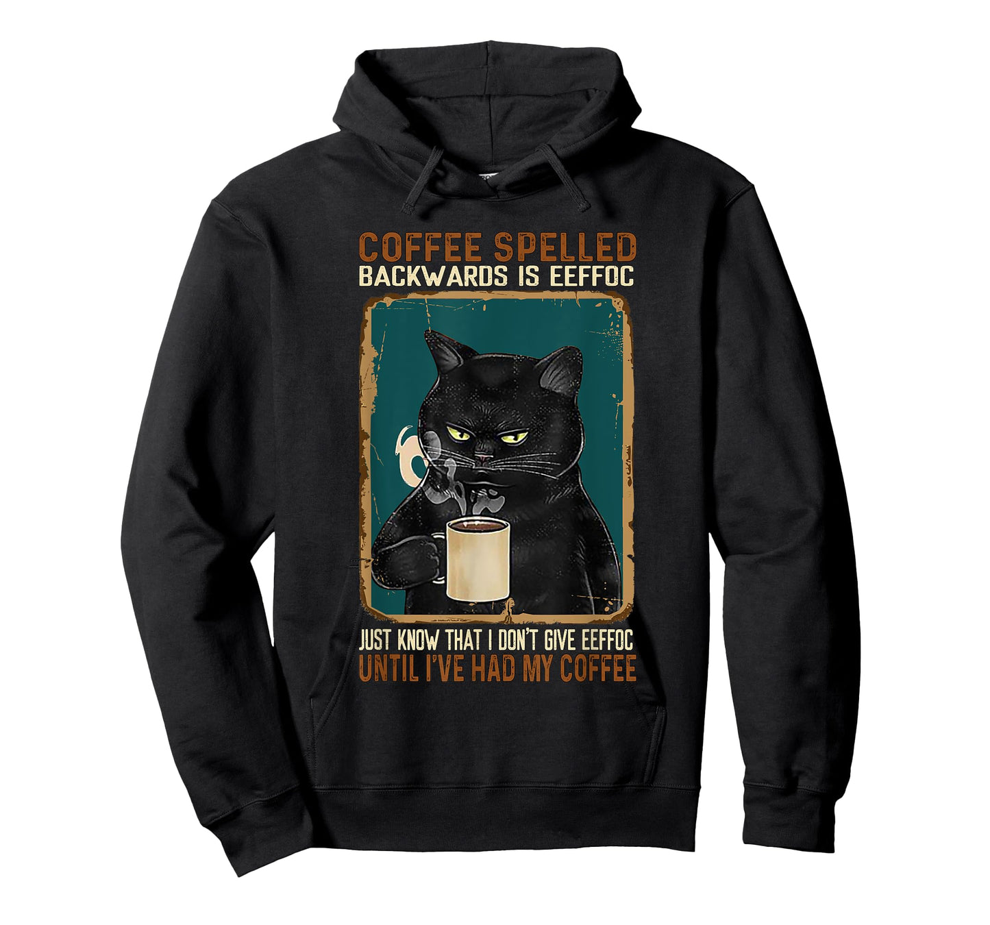 Vintage Black Cat Coffee Spelled Backwards Is Eeffoc T-Shirt
