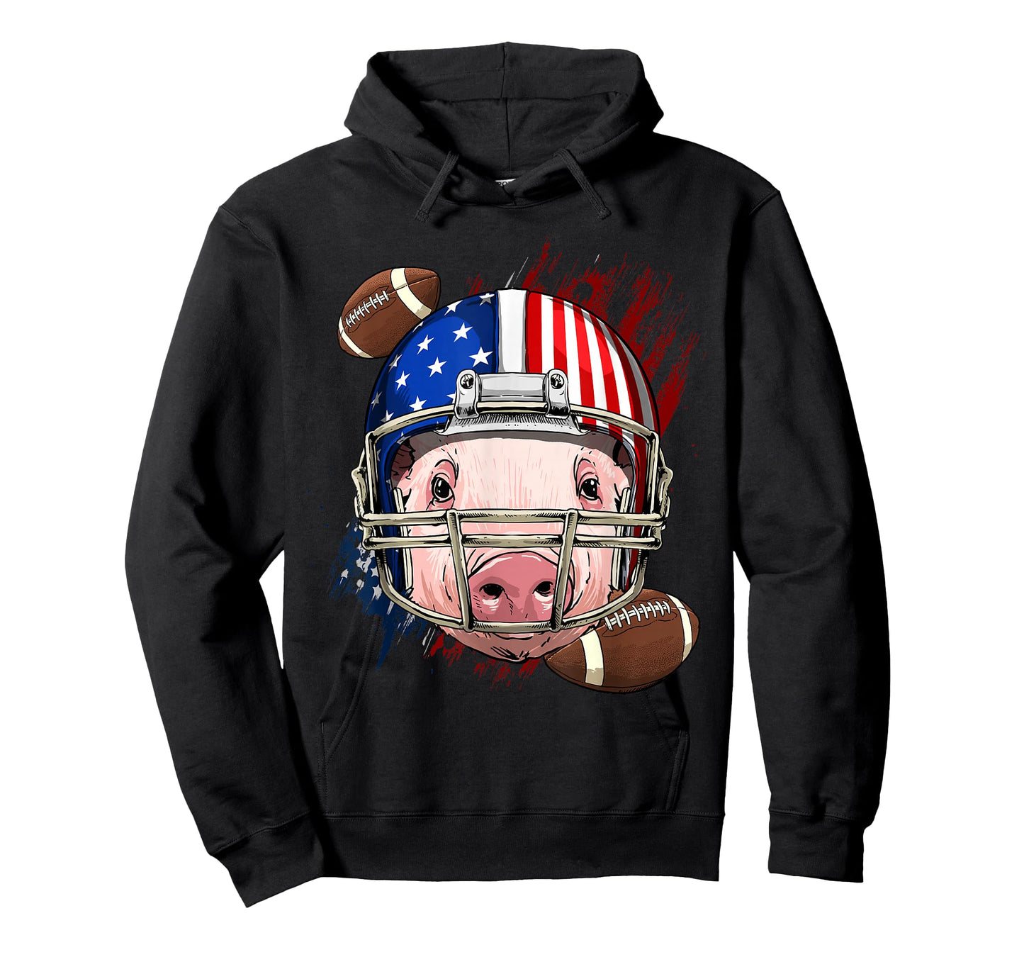 American Football Player Pig Face Farm Animal US Patriotic T-Shirt