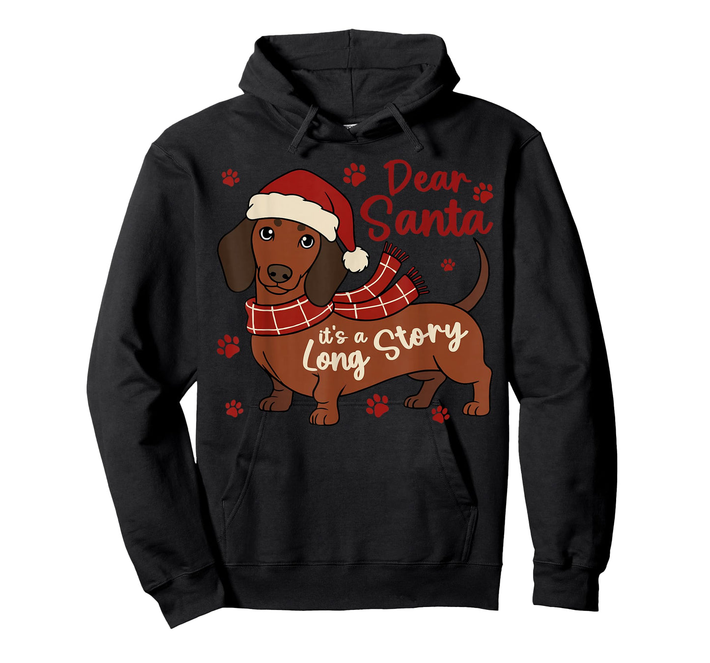 Dachshund Dog Dear Santa It's A Long Story Funny Christmas T-Shirt