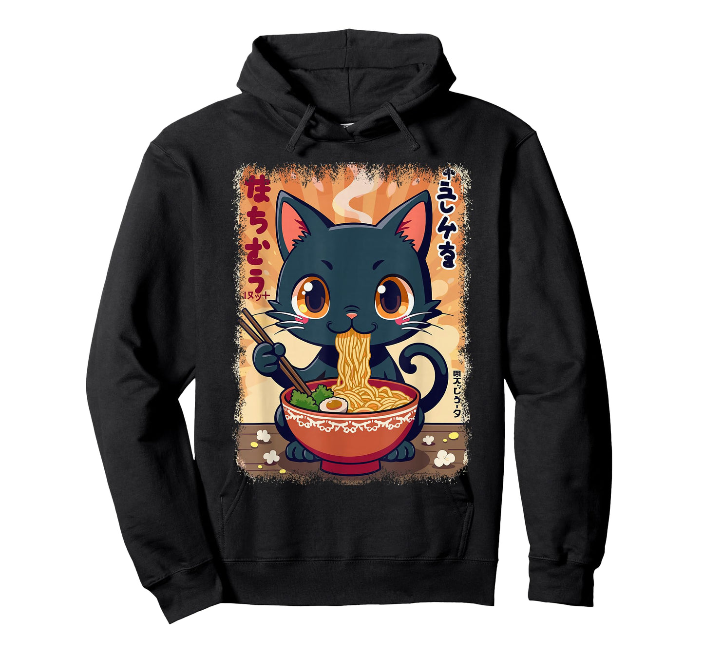 Cat & Ramen Noodle, Japanese Kawaii & Anime & Manga Cat T-Shirt