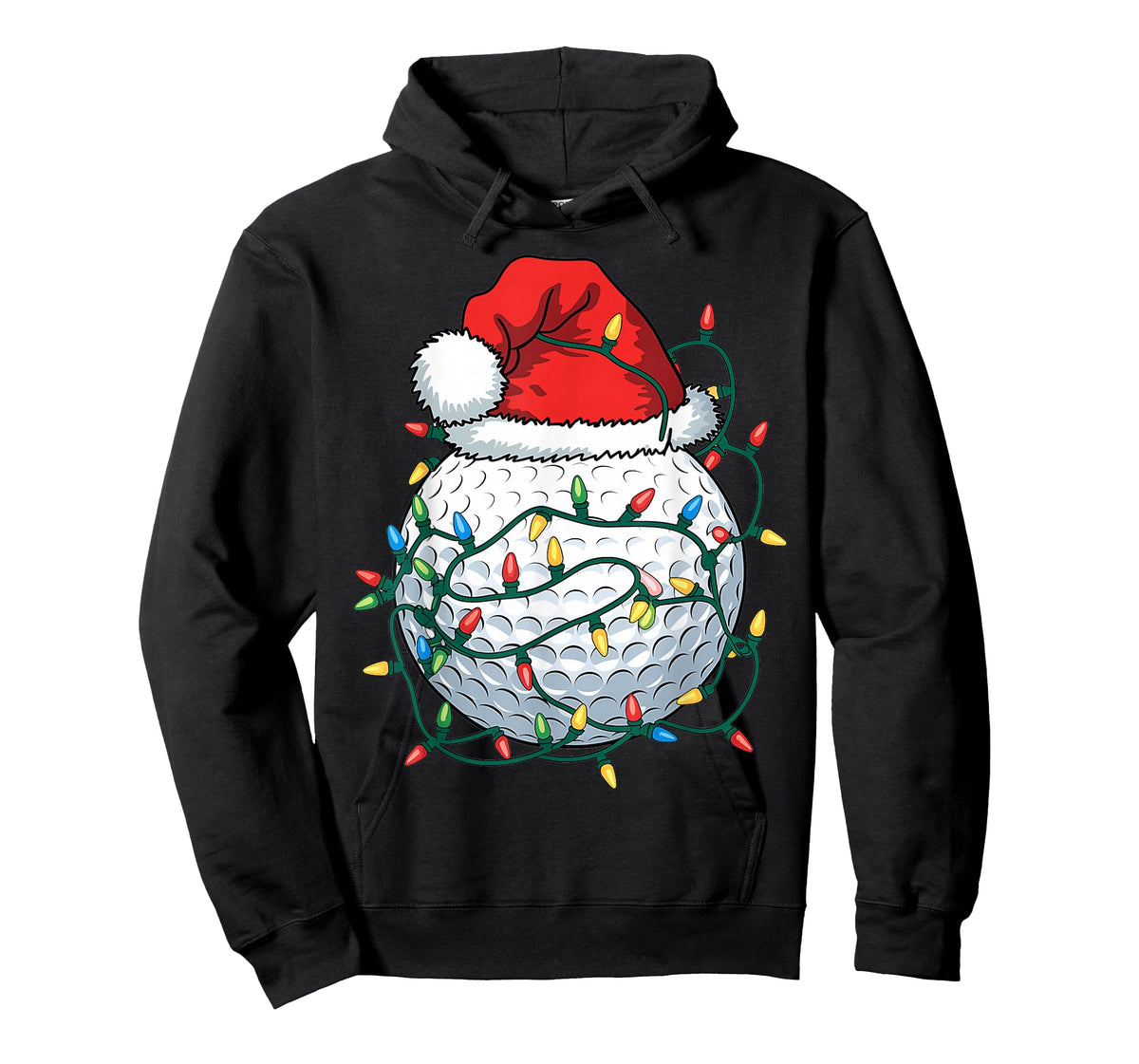Golf Ball Santa Hat Men Womens Christmas Golfing Xmas Lights T-Shirt