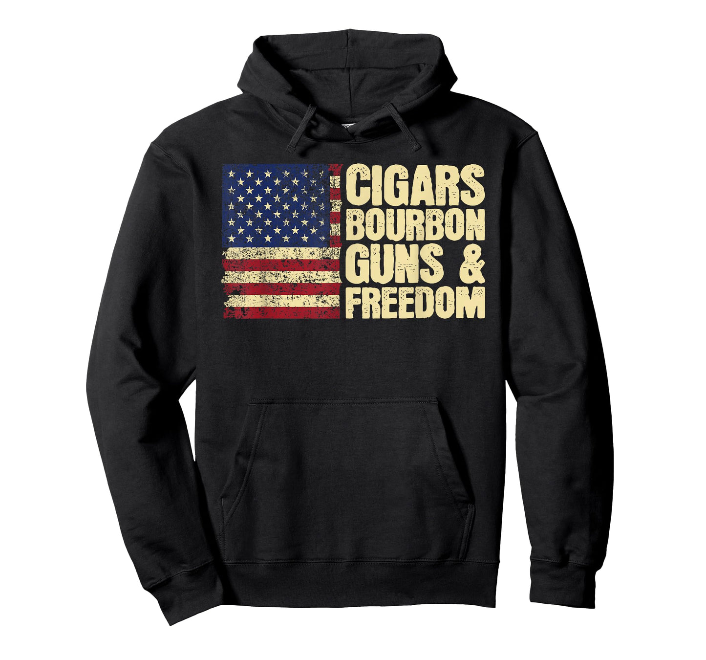 Cigars Bourbon Guns and Freedom American Flag T-Shirt