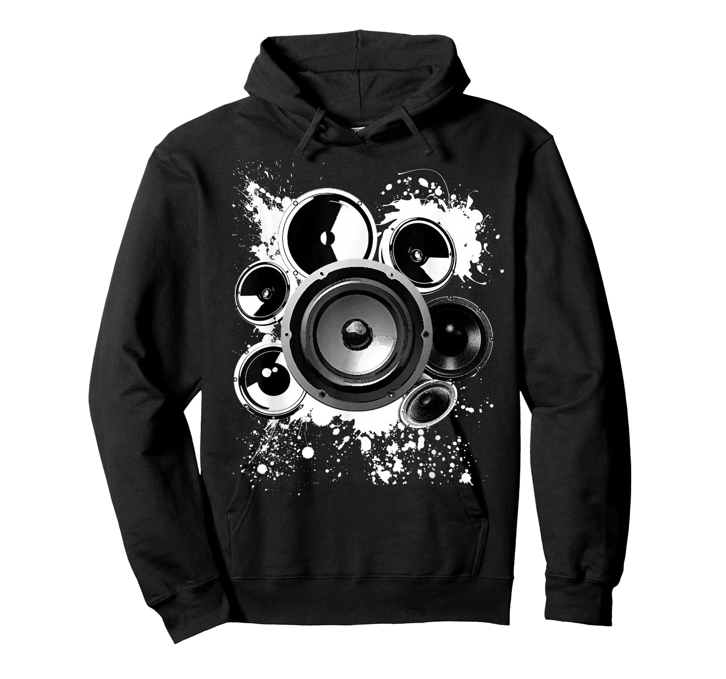 Speaker Techno Bass Music Graphics & Gifts Black EDM Electronic Music T-Shirt Men's Small Classic Fit Crew Neck Short Sleeve Cotton Blend T-Shirt