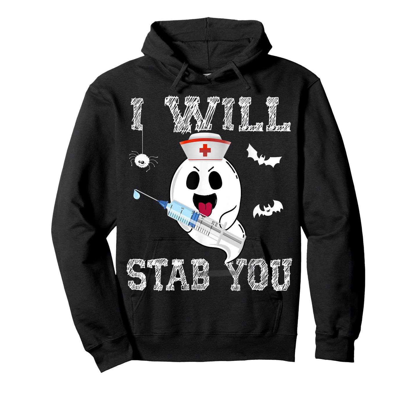 Cute Ghost Nurse I will stab you Cool Halloween Girl women T-Shirt