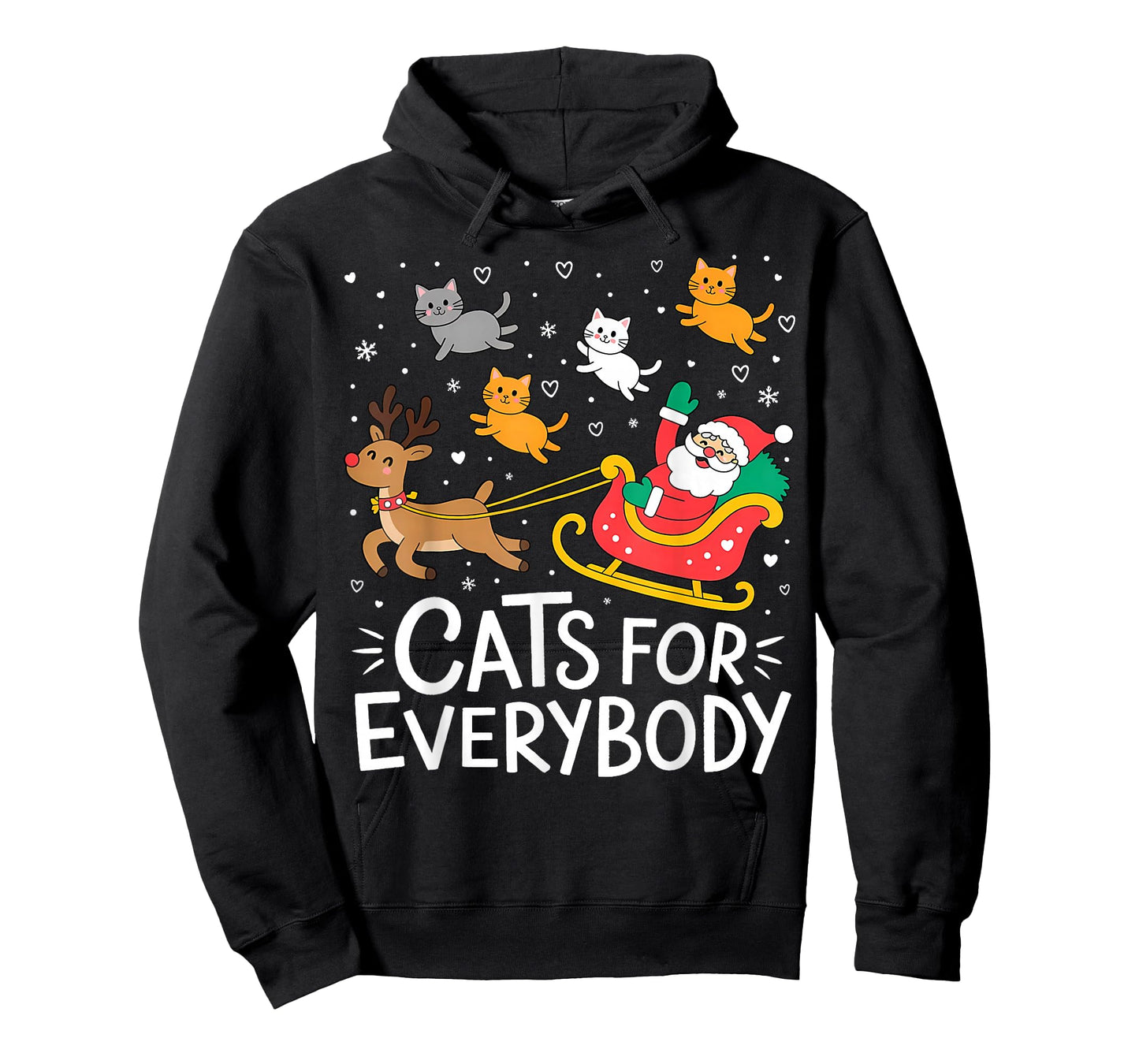 Cats for Everybody Christmas Cat Funny Xmas Women Santa T-Shirt