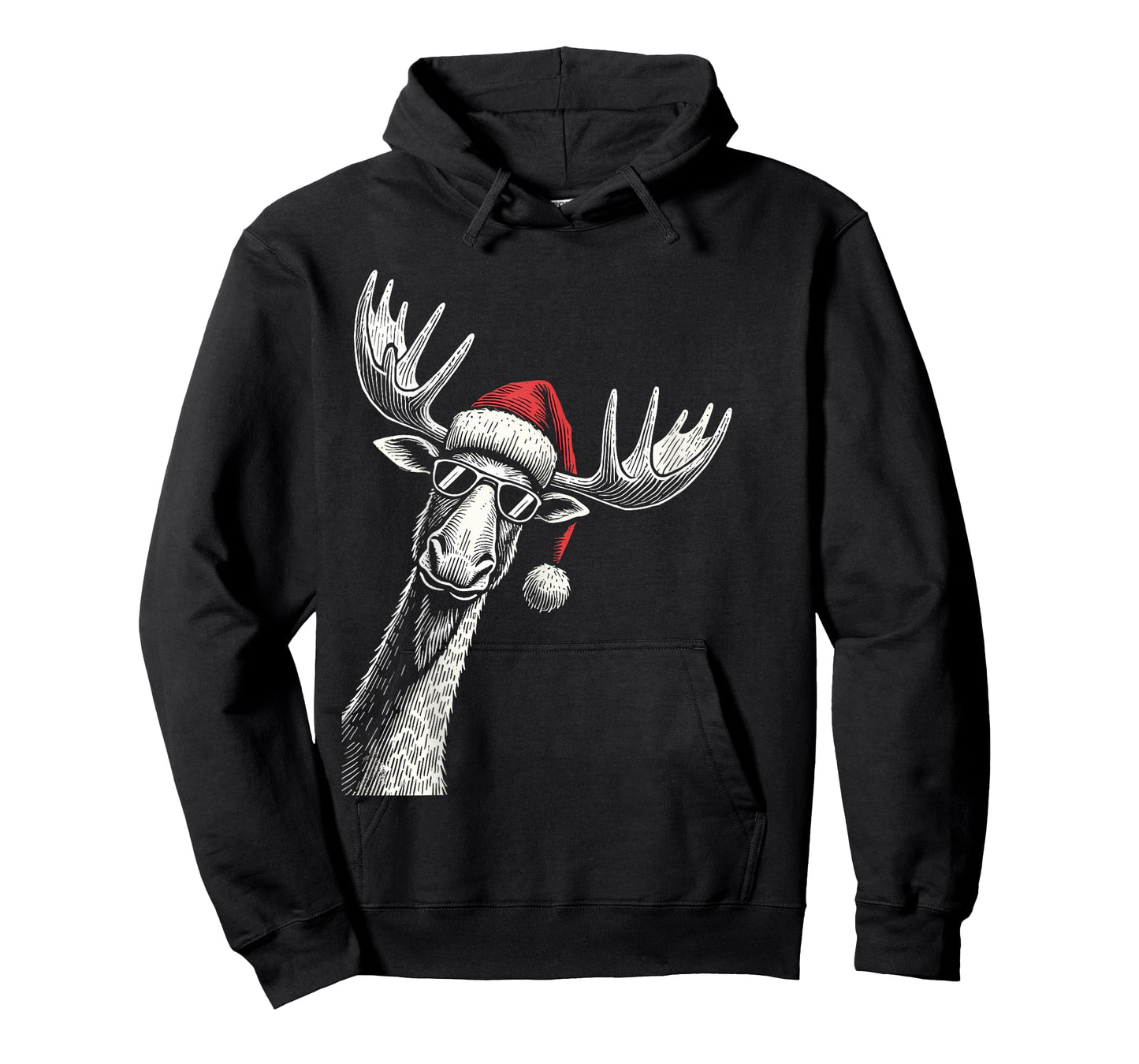Moose Christmas Santa Hat Pajama Funny Moose Xmas T-Shirt
