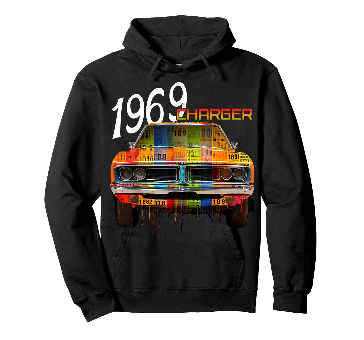 1969 69 Charger Classic Vintage Old Car USA Flag T-Shirt