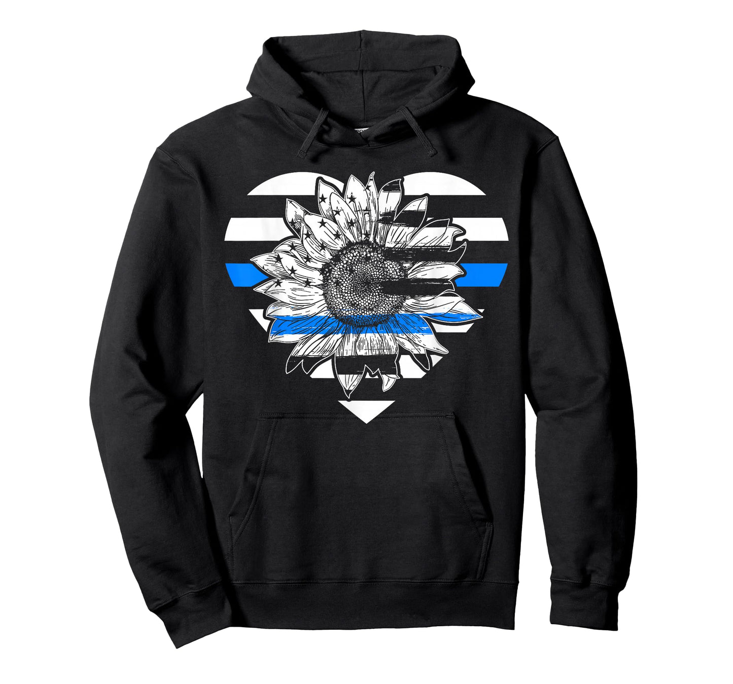 Thin Blue Line Sunflower Law Enforcement Police Officer Cop T-Shirt