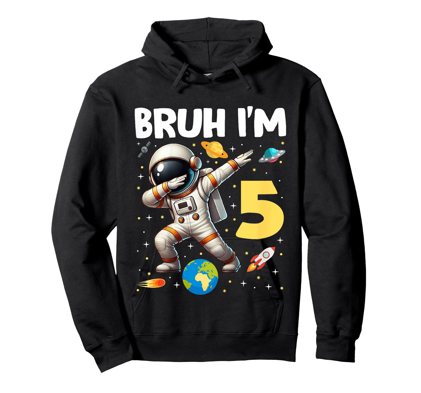 Kids Bruh I'm 5 Year Old Birthday Astronaut Space 5th B-Day Funny T-Shirt