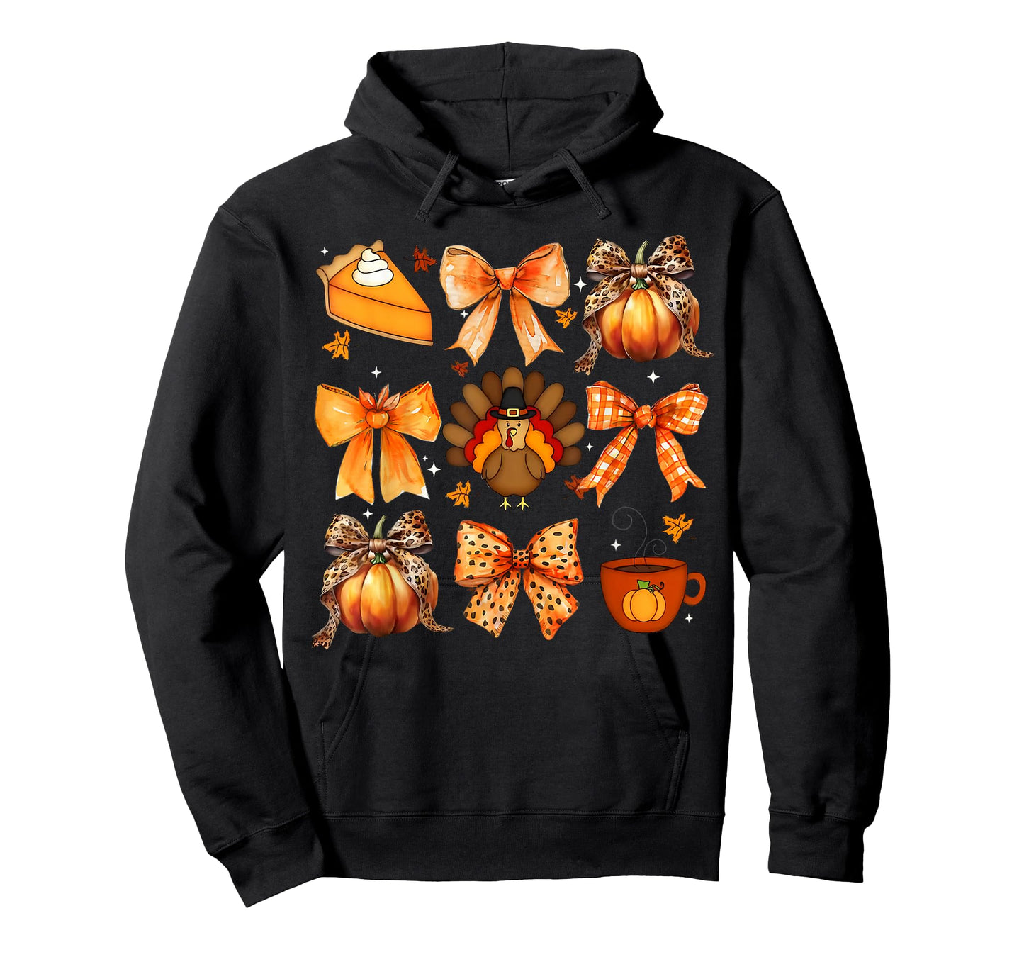 Coquette Bow Pumpkin Season Thanksgiving Autumn Fall Leaves T-Shirt