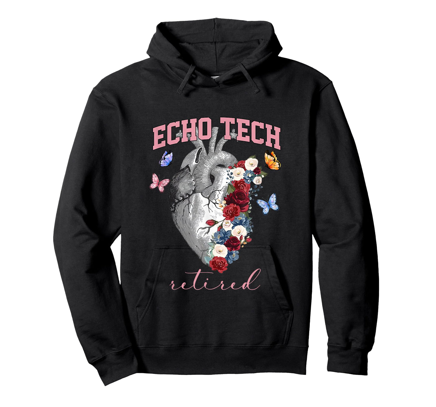 Anatomical Heart Floral Echo Tech Retired Cardiac Sonography T-Shirt