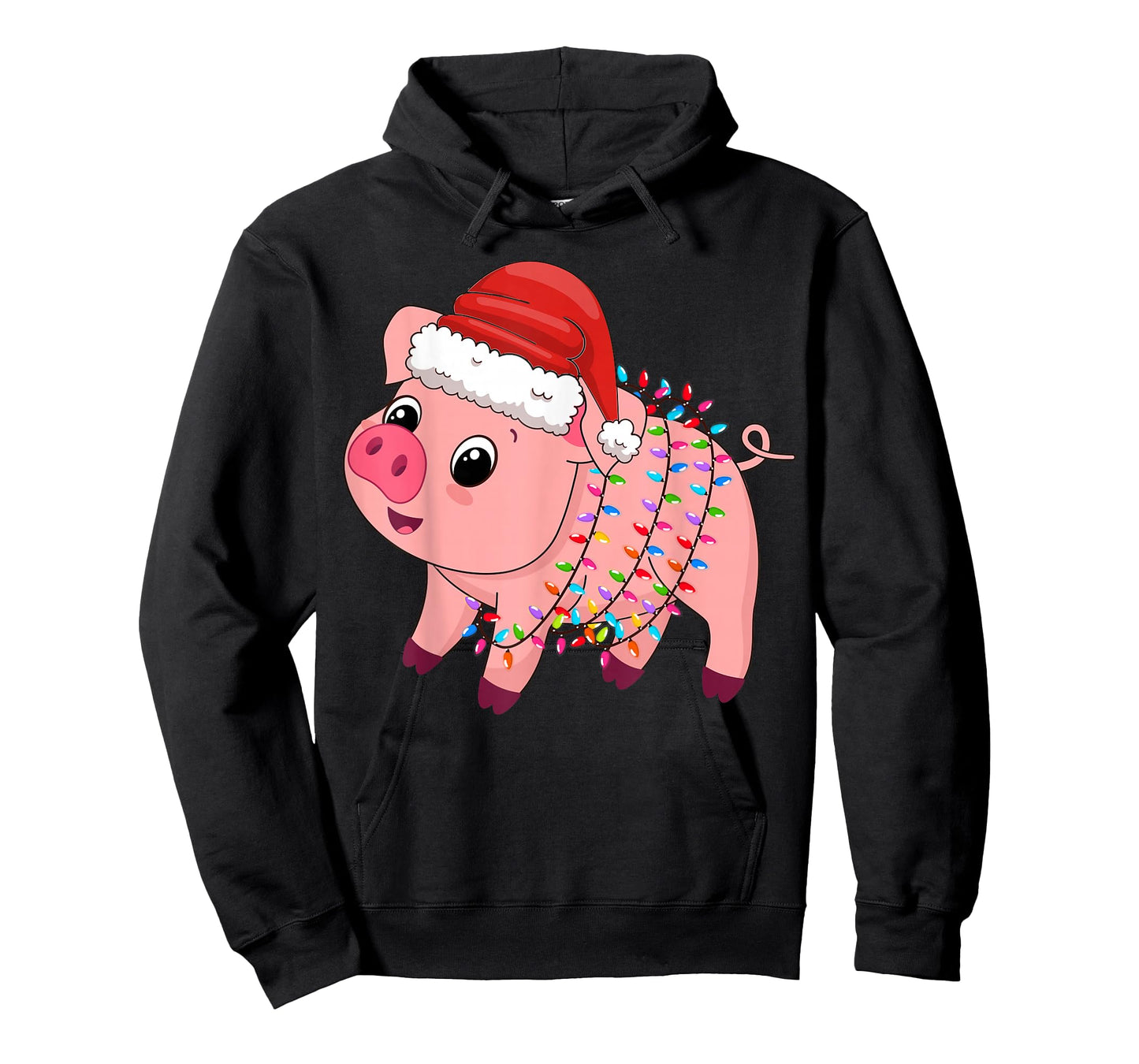 Christmas Lights Pig Wearing Xmas Hat - Pig Lover Farmer T-Shirt