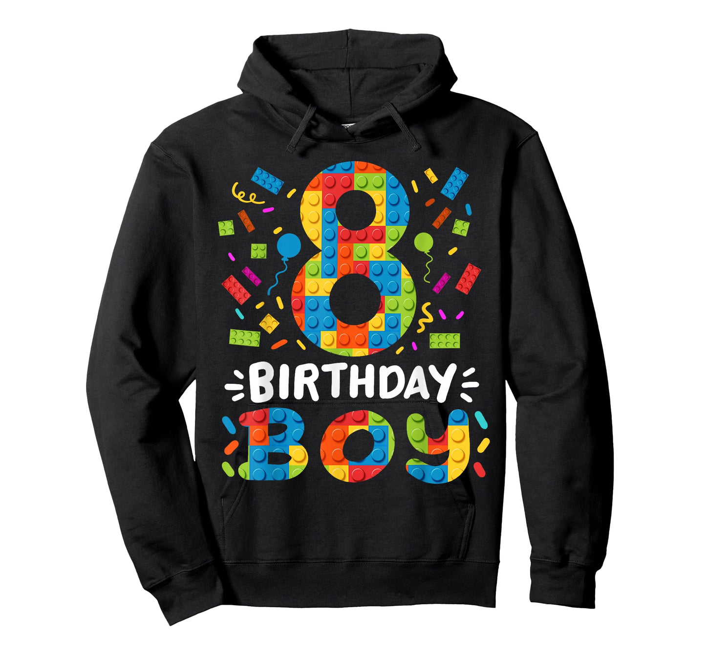 Kids 8 Years Old Building Blocks Builder 8th Birthday Boys T-Shirt