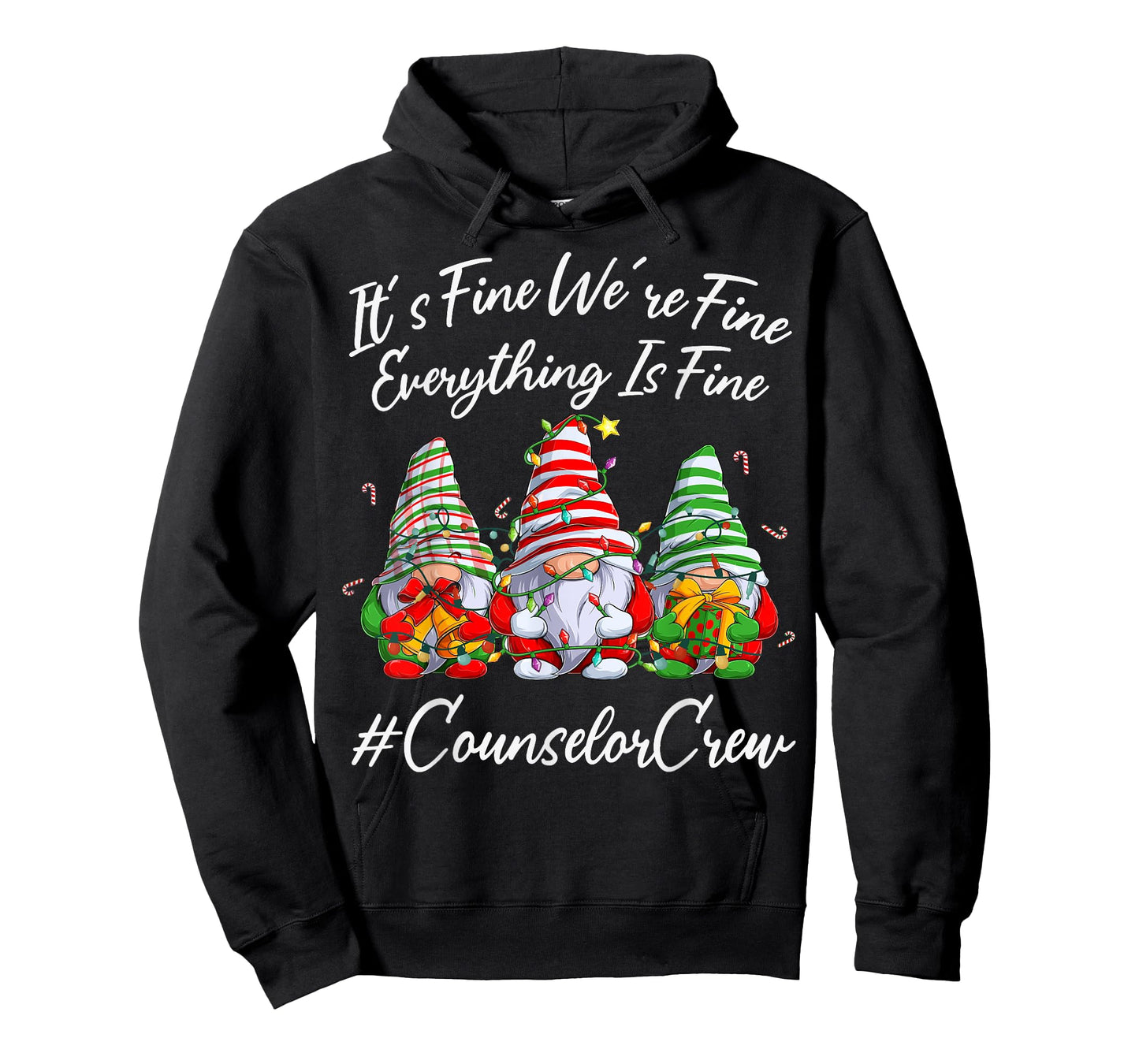 Counselor Crew Xmas Everything Is Fine Christmas Gnomie T-Shirt