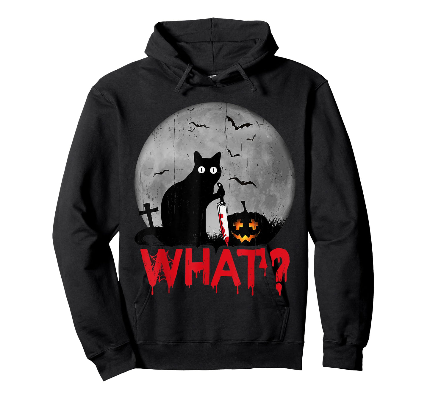 Cat What? Murderous Black Cat with Knife Halloween Costume Men Women T-Shirt
