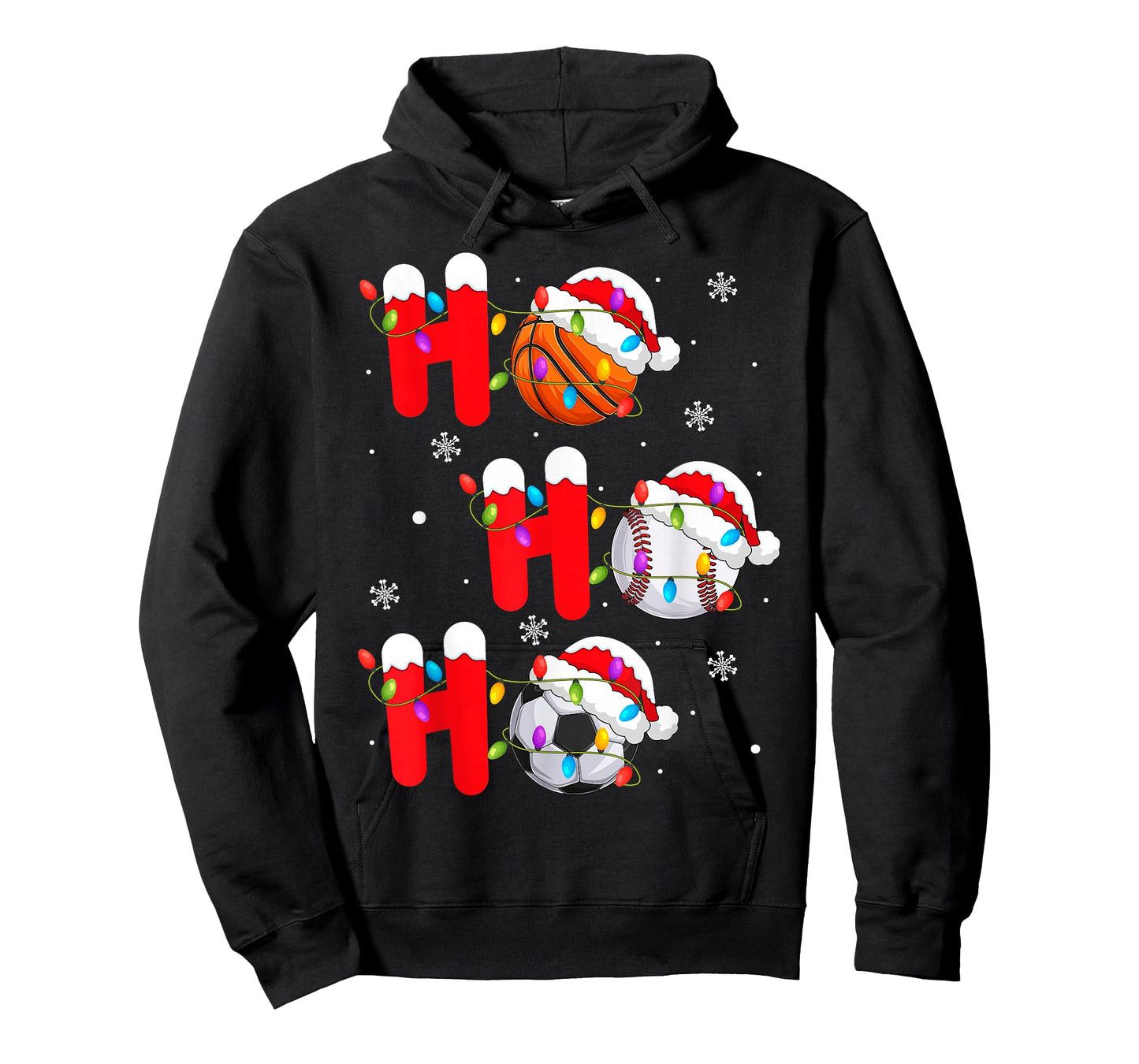 Basketball Baseball Soccer Christmas Ho Ho Ho Santa Xmas T-Shirt