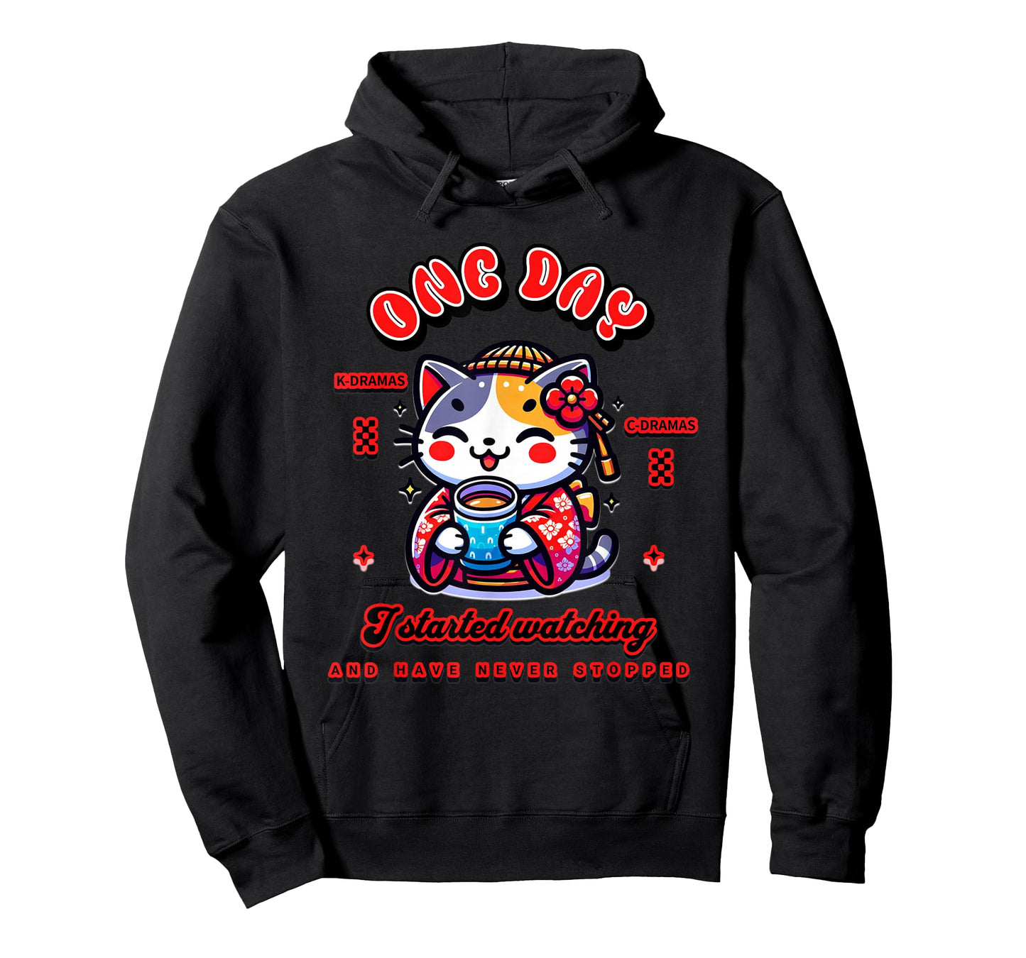 Cute Cat Watching K-Dramas and C-Dramas T-Shirt