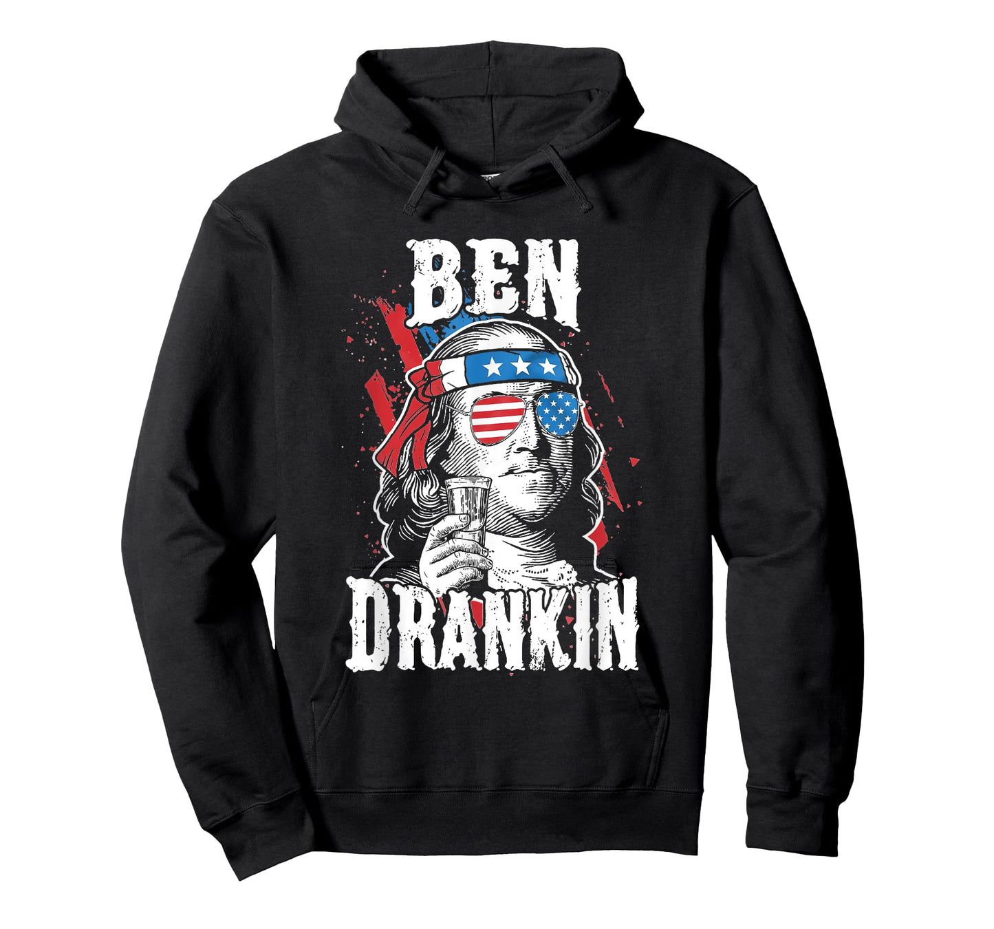 Funny Ben Drankin 4th Of July USA Flag Men Drinking Beer T-Shirt