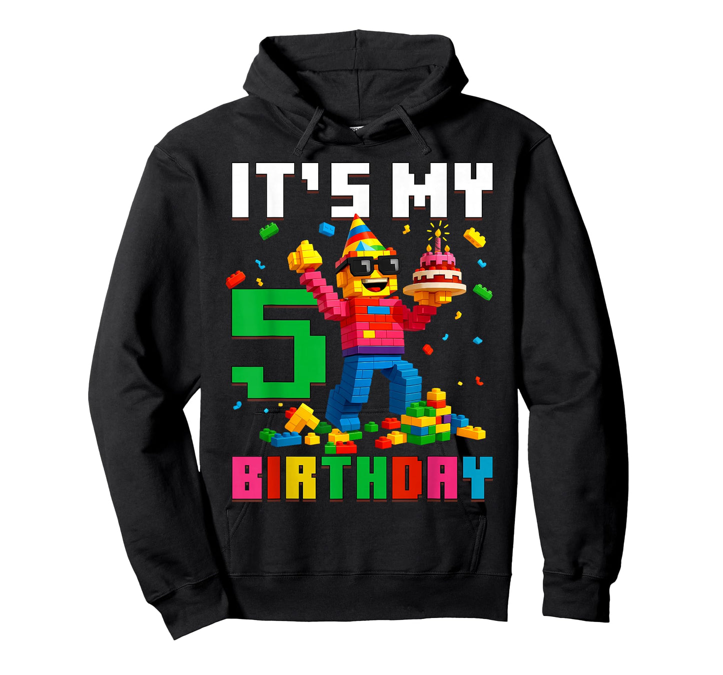It's My 5th Birthday Boy Building Bricks 5 Year Old Boys T-Shirt