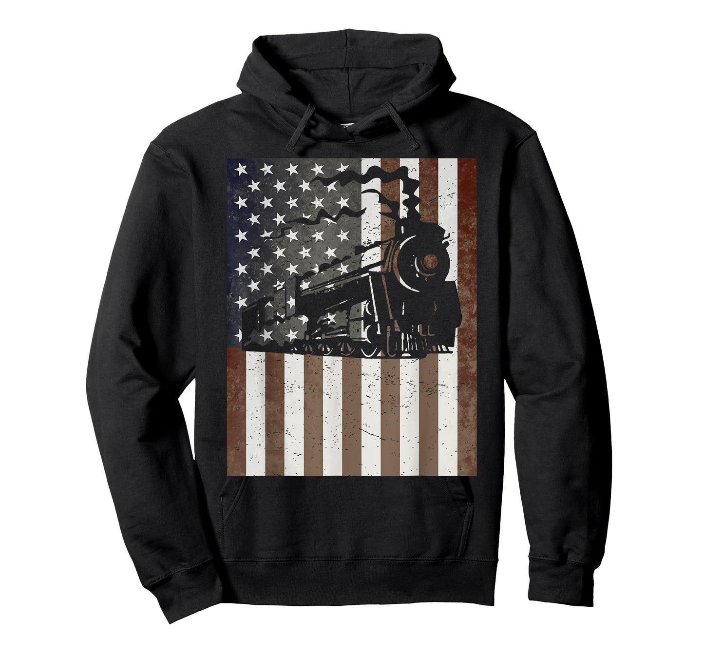 Train Locomotive Engine American Flag Model Builder Vintage T-Shirt