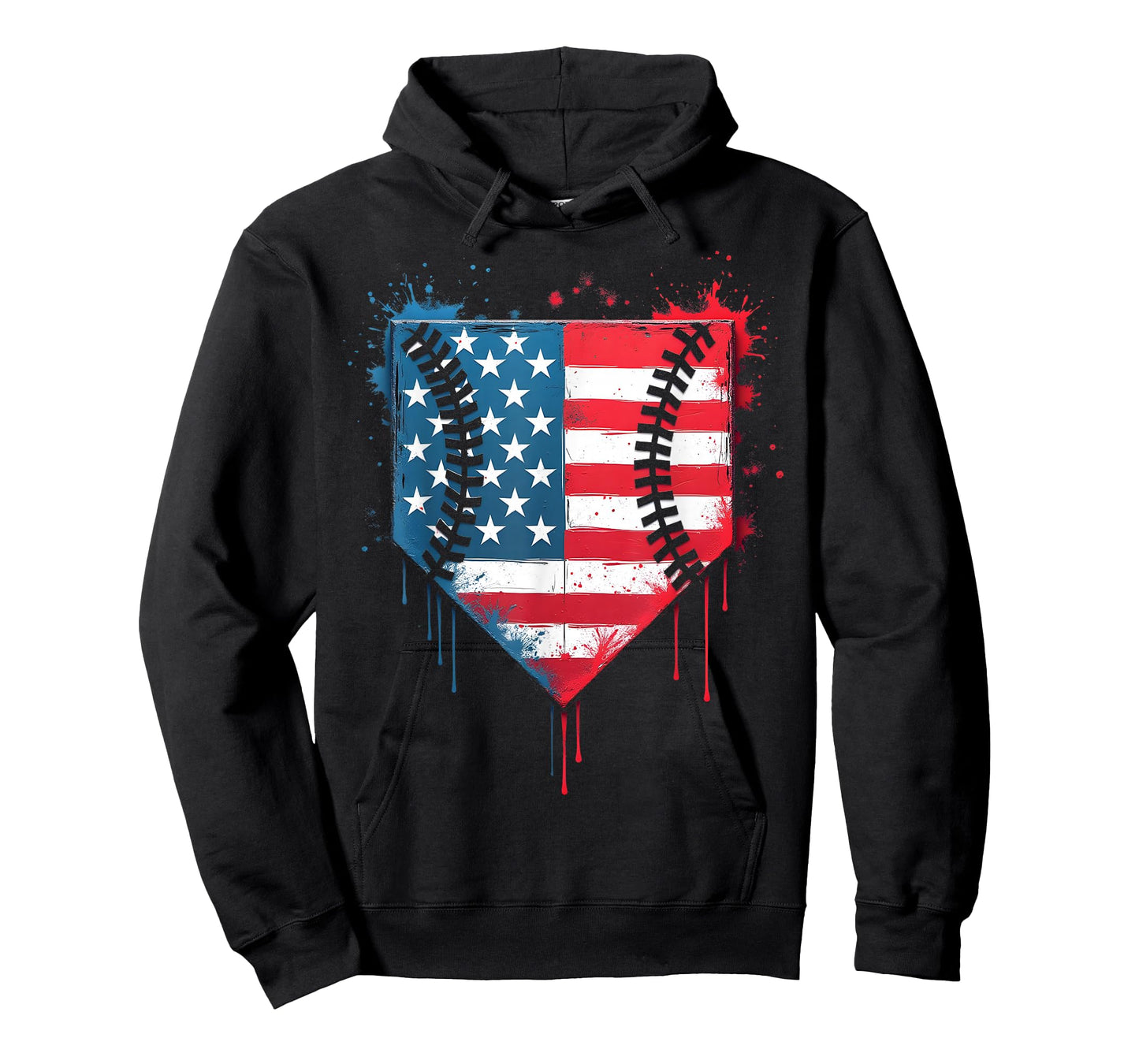 Baseball Drip Boys Kids Ice Cream Patriotic American Flag T-Shirt