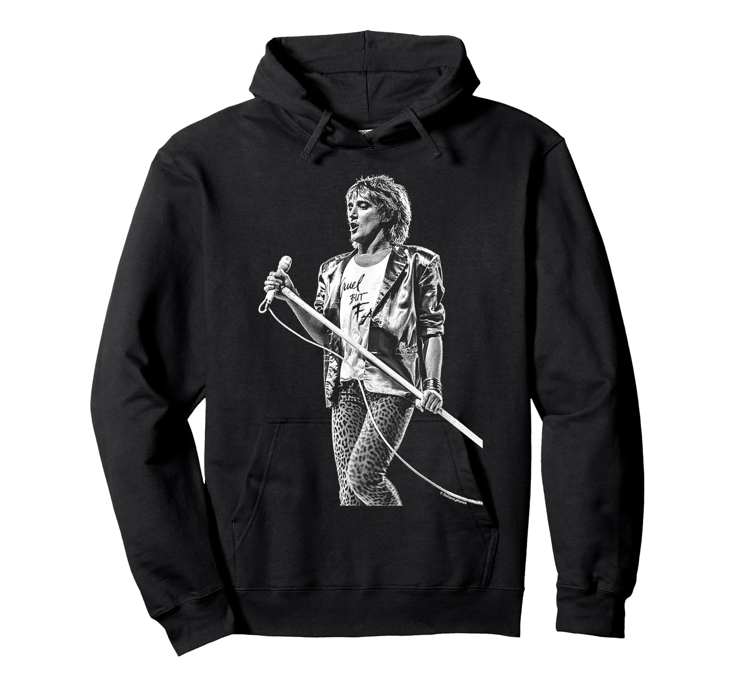 Rod Stewart Singer Mic Stand Pose Faces by Allan Ballard T-Shirt