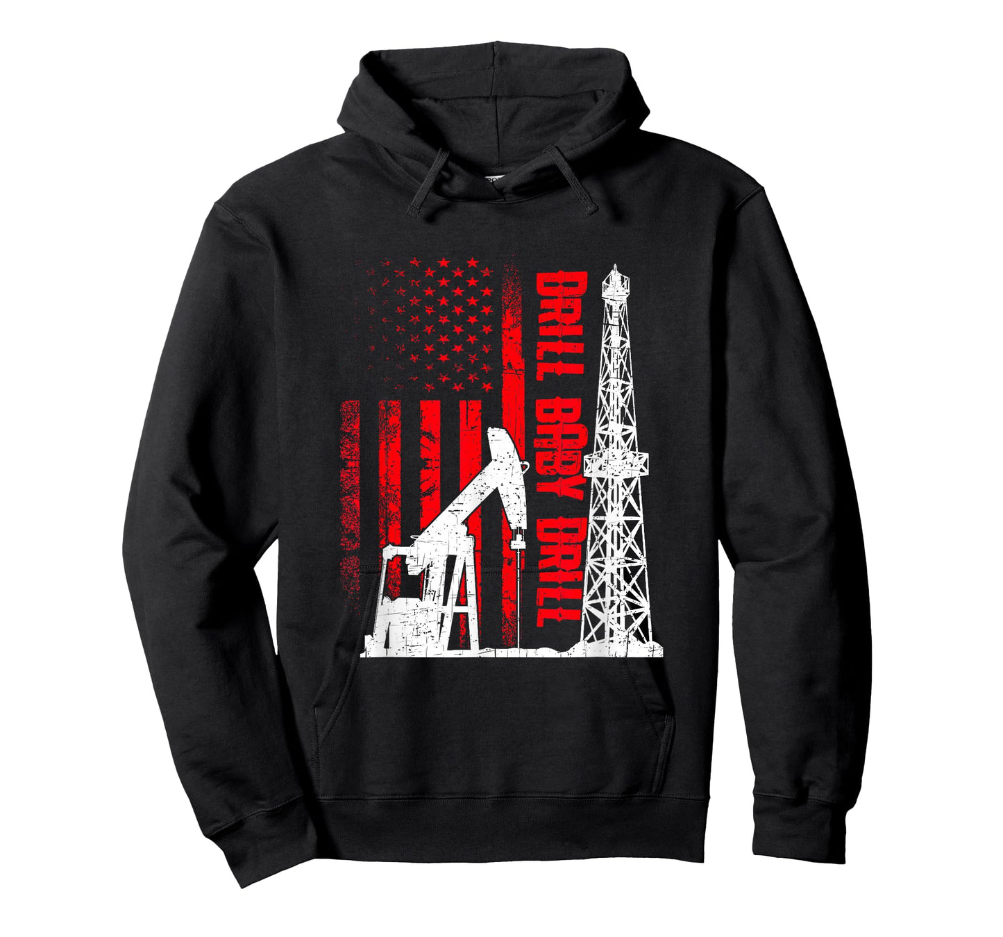 American Flag Oil Drilling Design Drill Baby Drill T-Shirt for Men - Black, Small