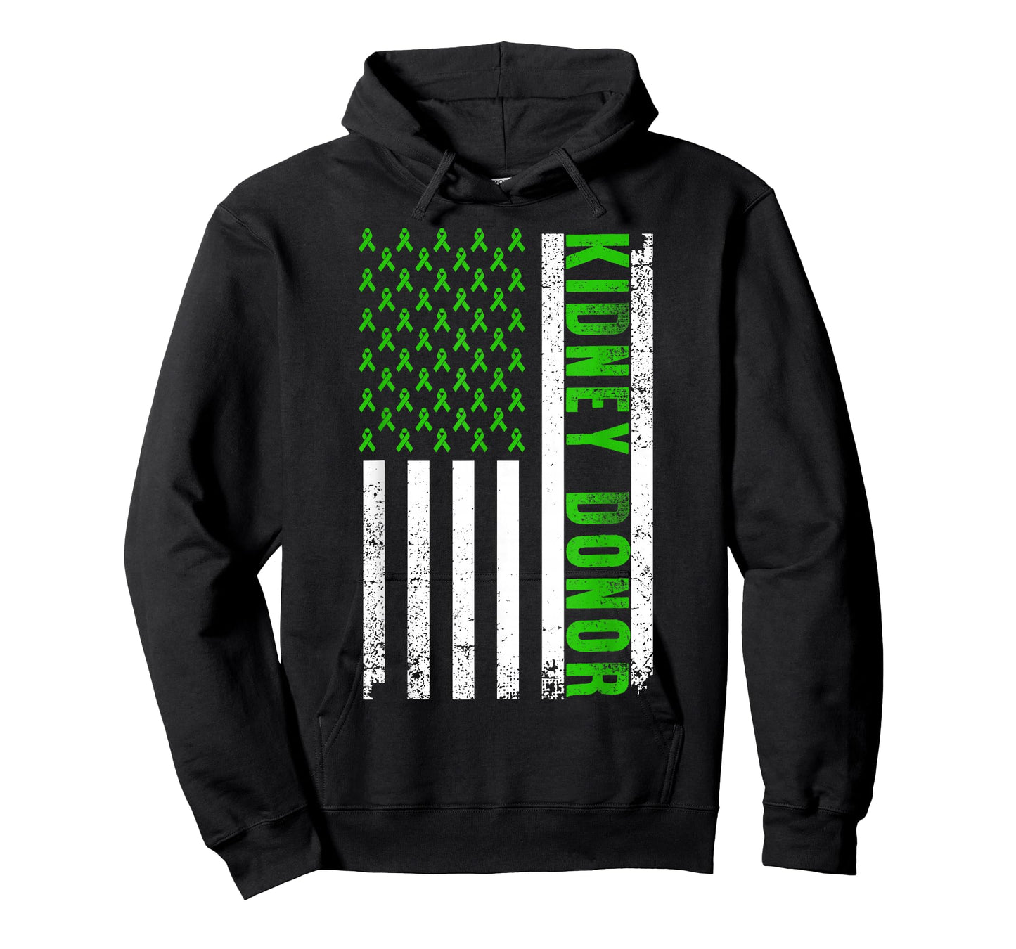 Cute Kidney Donor US Flag Art Kidney Transplant Green Ribbon T-Shirt