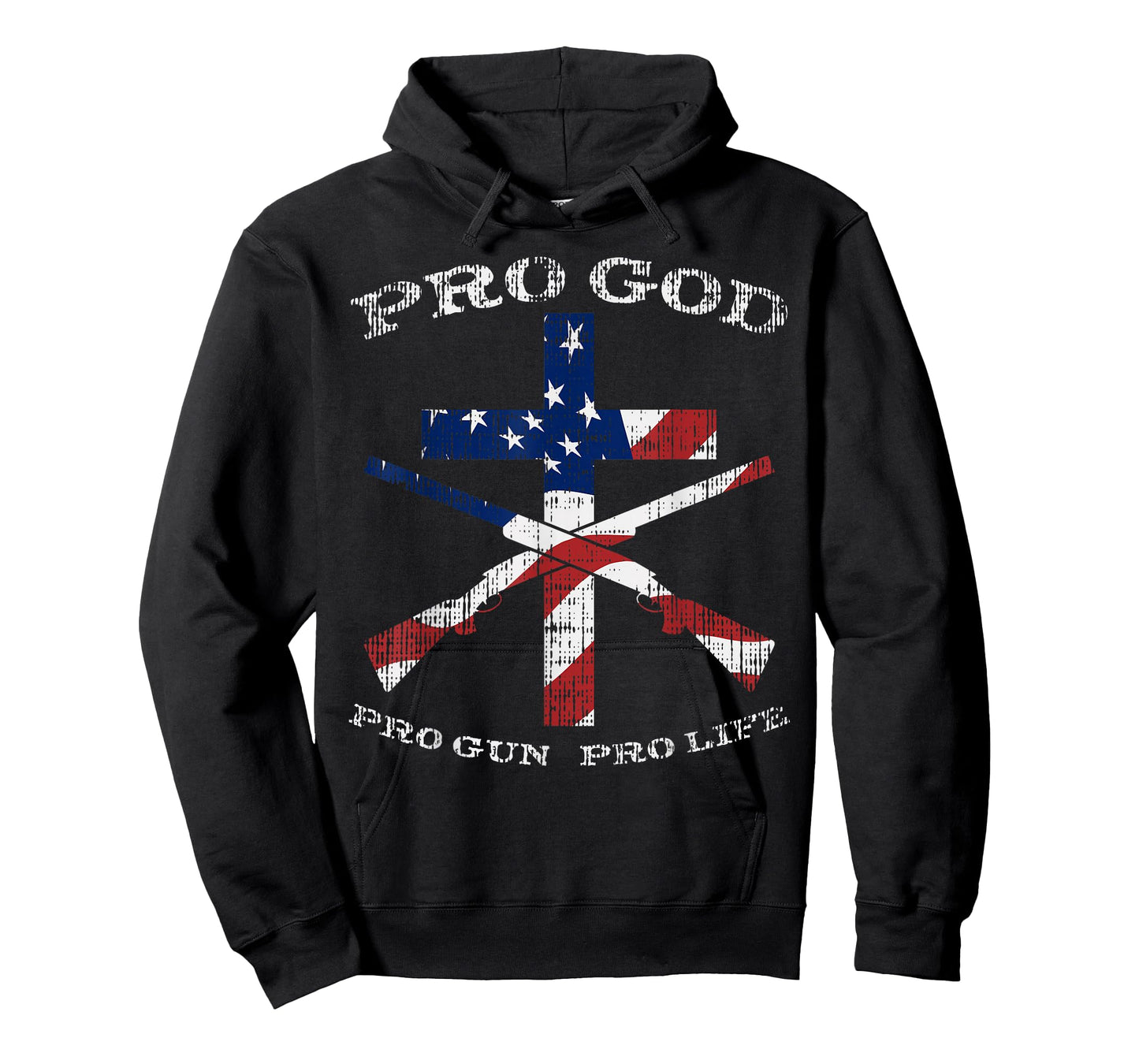 Pro God Gun Life Cross American Flag Patriotic Support Gift T-Shirt