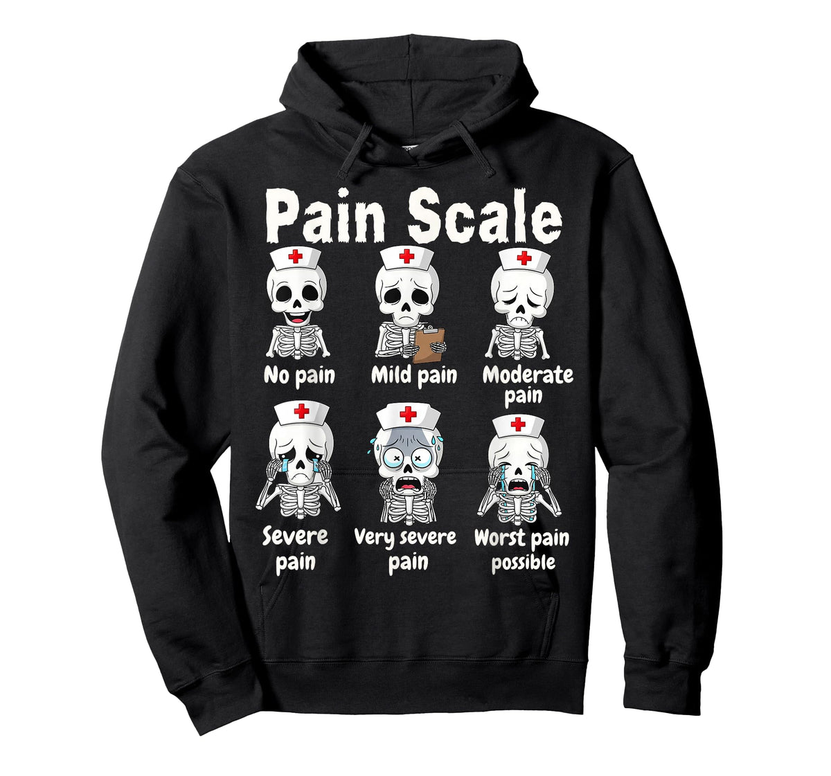 Pain Scale Cute Nurse Skeleton Halloween Trauma Funny Nurse T-Shirt