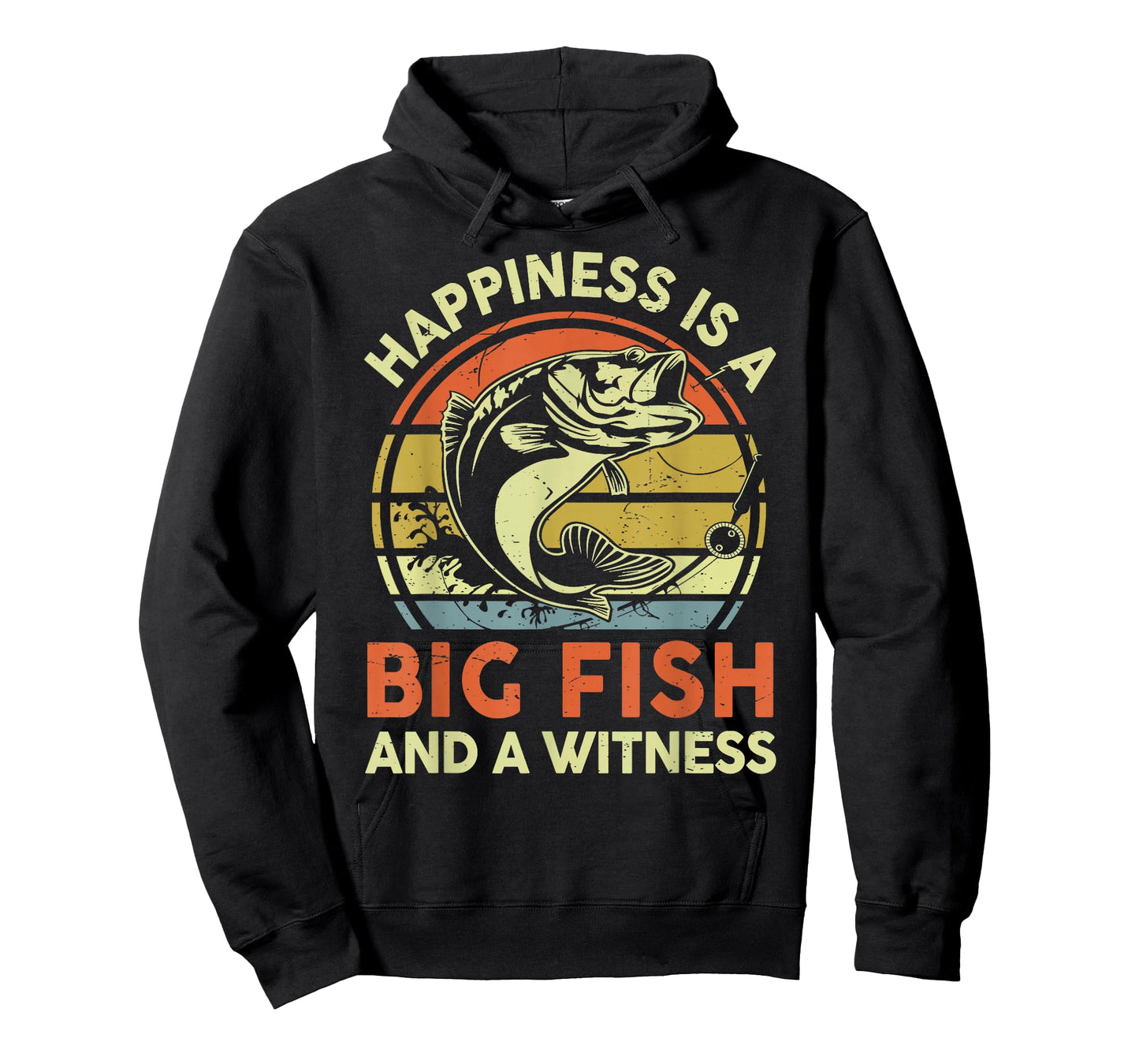 Fishing Gift Happiness Big Fish Witness Funny Bass Fish Dad T-Shirt