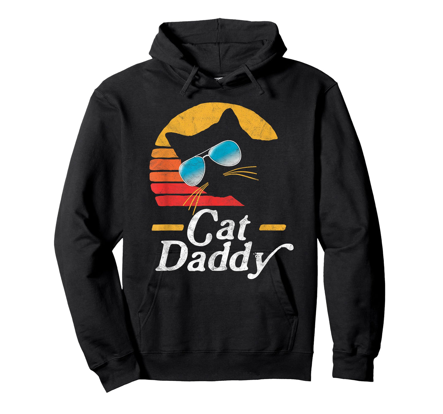 Cat Daddy Vintage 80s Style Cat Retro Sunglasses Distressed T-Shirt