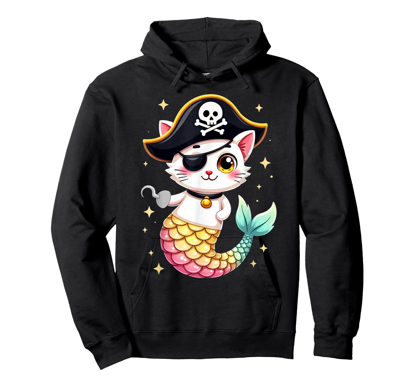 Cute Pirate Mermaid Cat Halloween T-Shirt