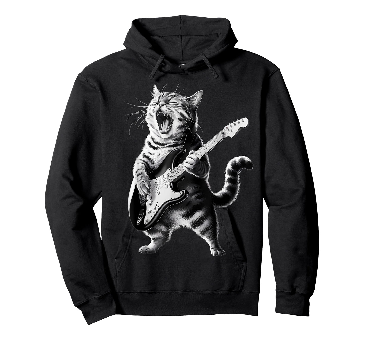 Cool Cat Playing Guitar Rock & Roll Star Music Life Lover T-Shirt