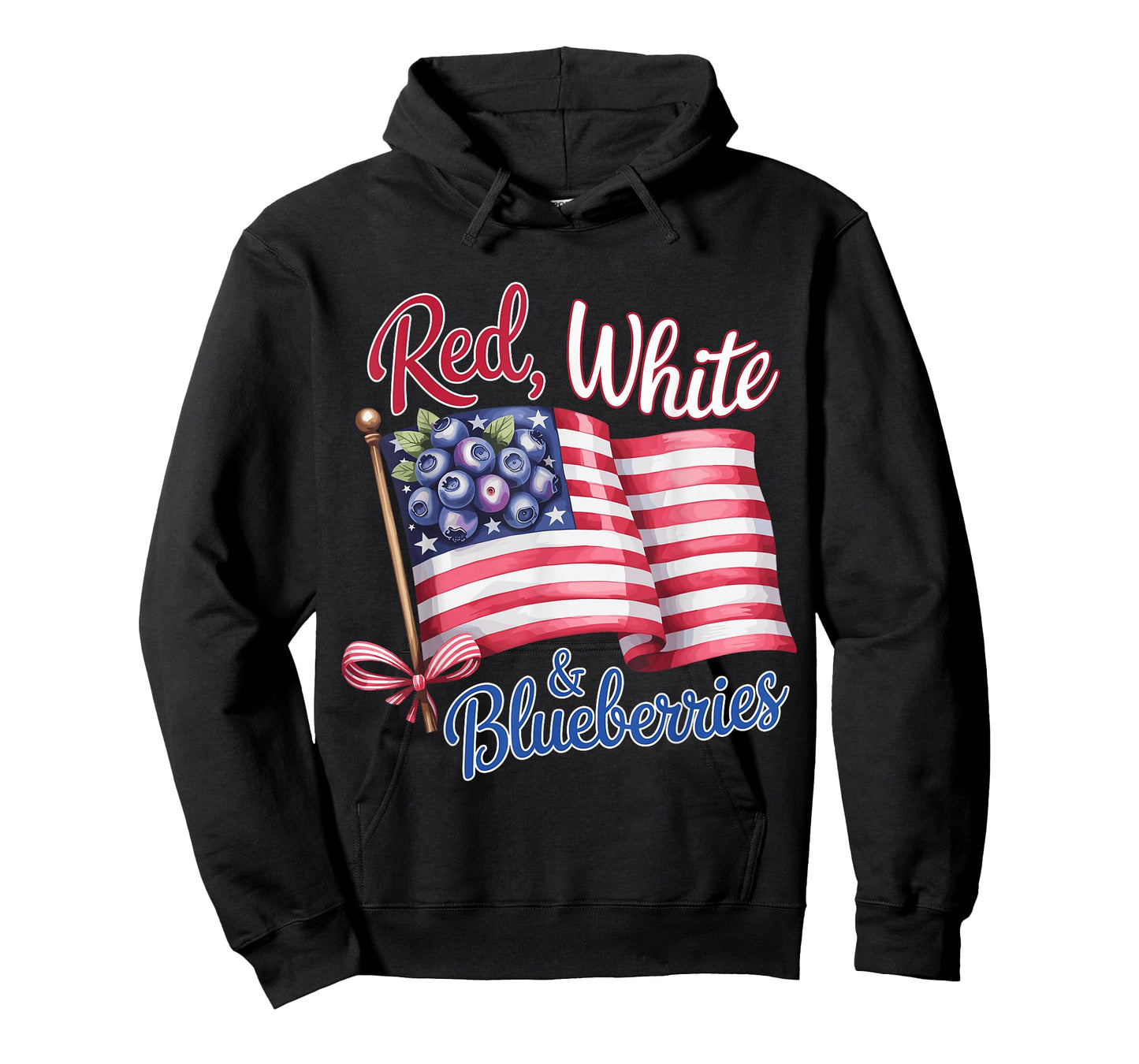 Red White & Blueberries Patriotic Coquette Bow American Flag T-Shirt