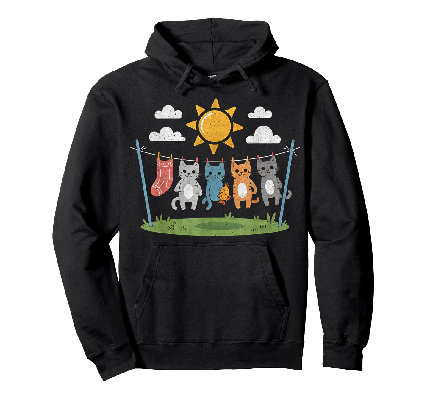 Cute Cats Hanging on a Clothes Line Funny Cat T-Shirt