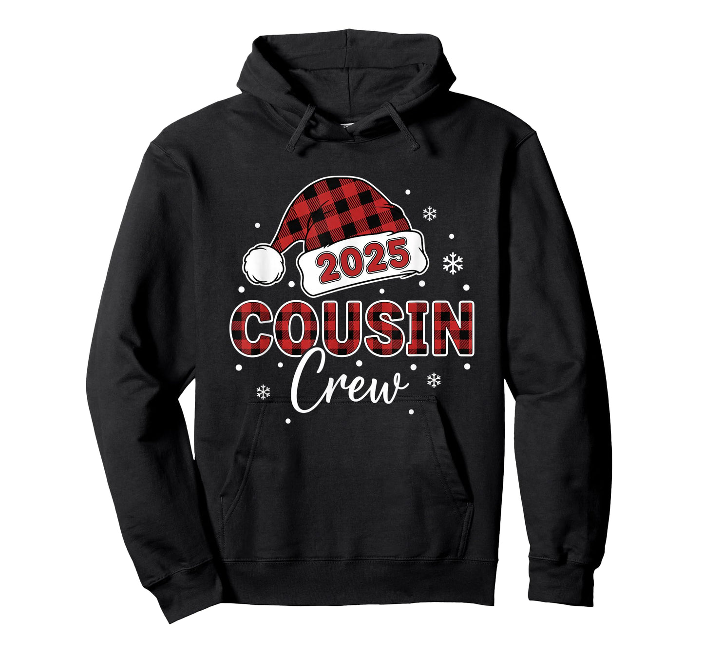 Christmas Buffalo Plaid 2025 Cousin Crew Santa Hat Xmas T-Shirt