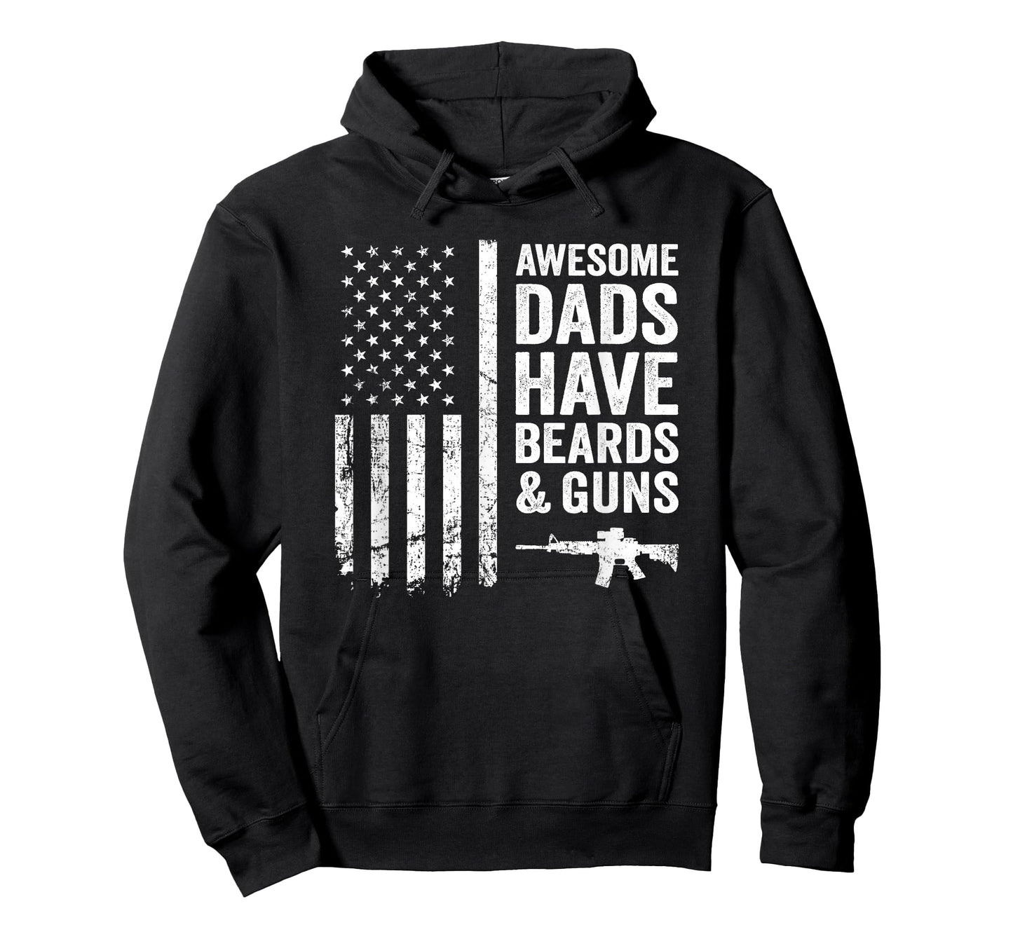 Awesome Dads Have Beards & Guns - USA Flag Father Funny Gun T-Shirt