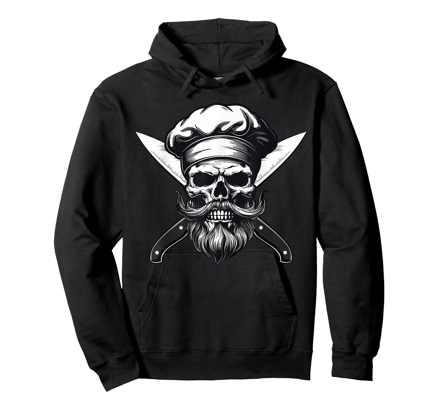 Chef Skull with Beard, Culinary Mens, Cook Skull T-Shirt