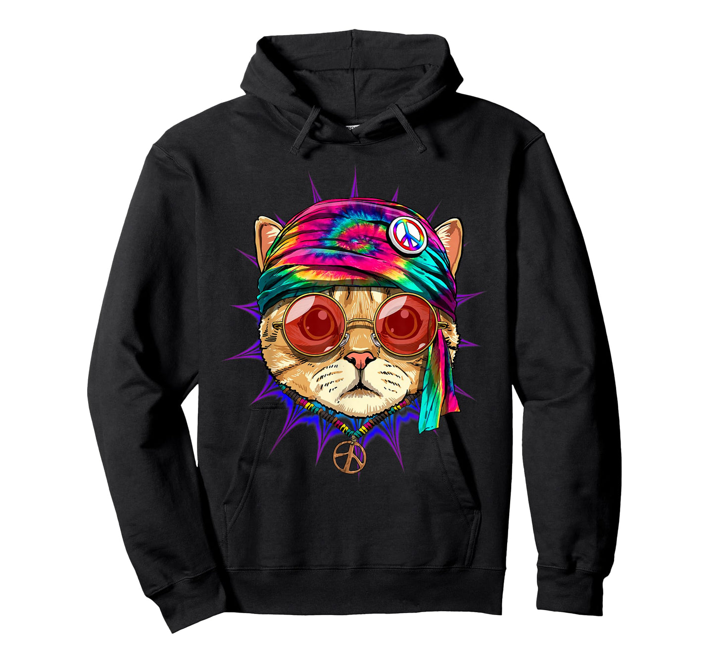 Tie Dye Cat Shirt Hippy Cat Peace Sign Cat Lover T-Shirt