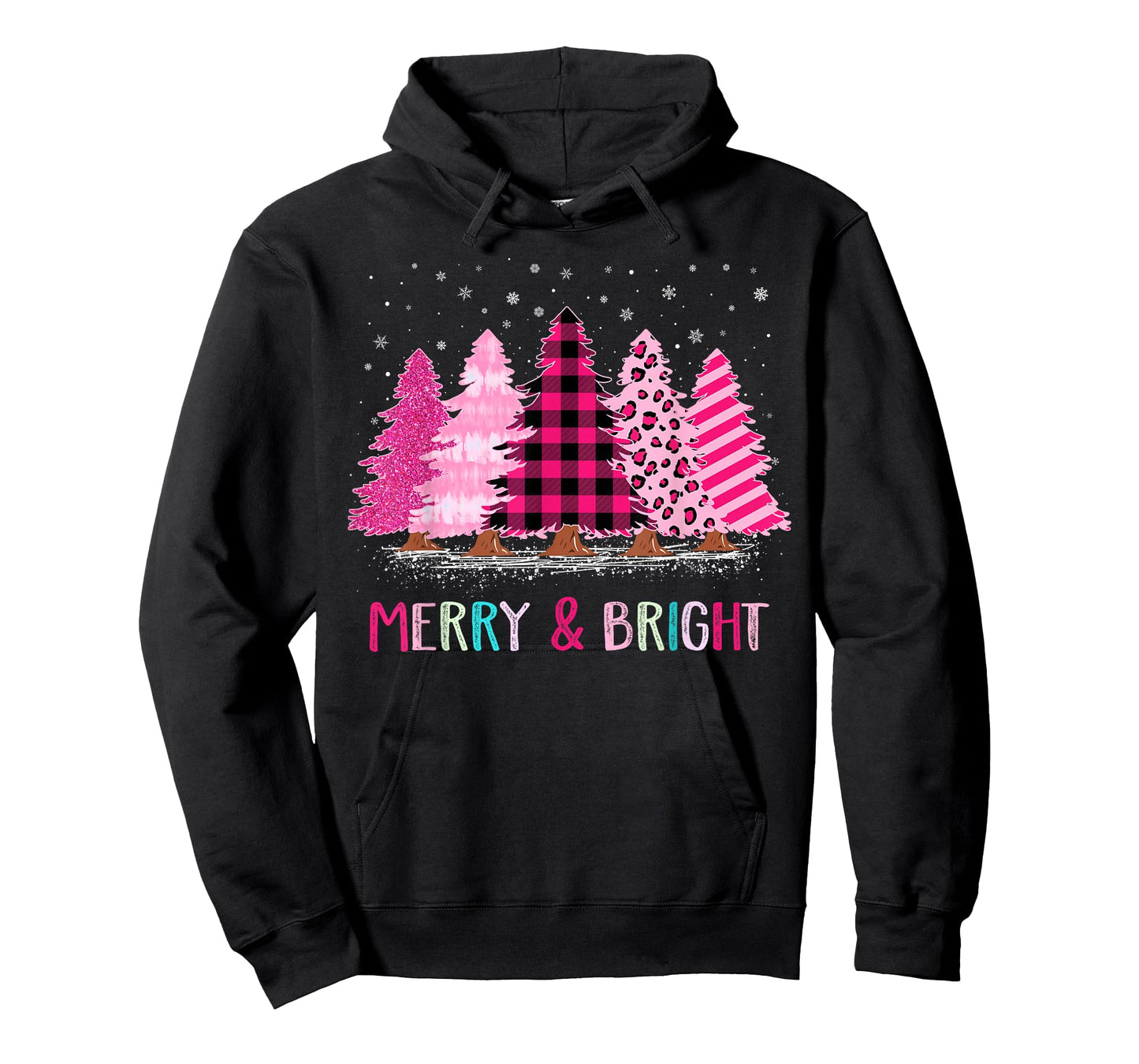 Merry and Bright Pink Christmas Tree Cute Xmas Costume Women T-Shirt