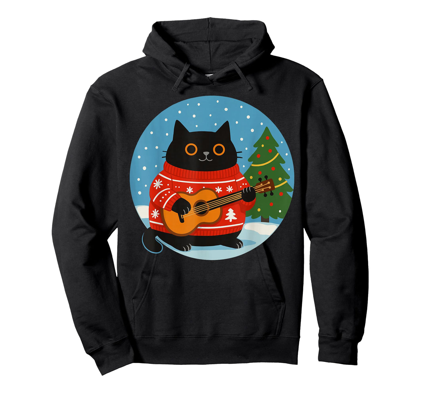 Meowy Christmas Guitar Player Men Women Kids Cat Christmas T-Shirt