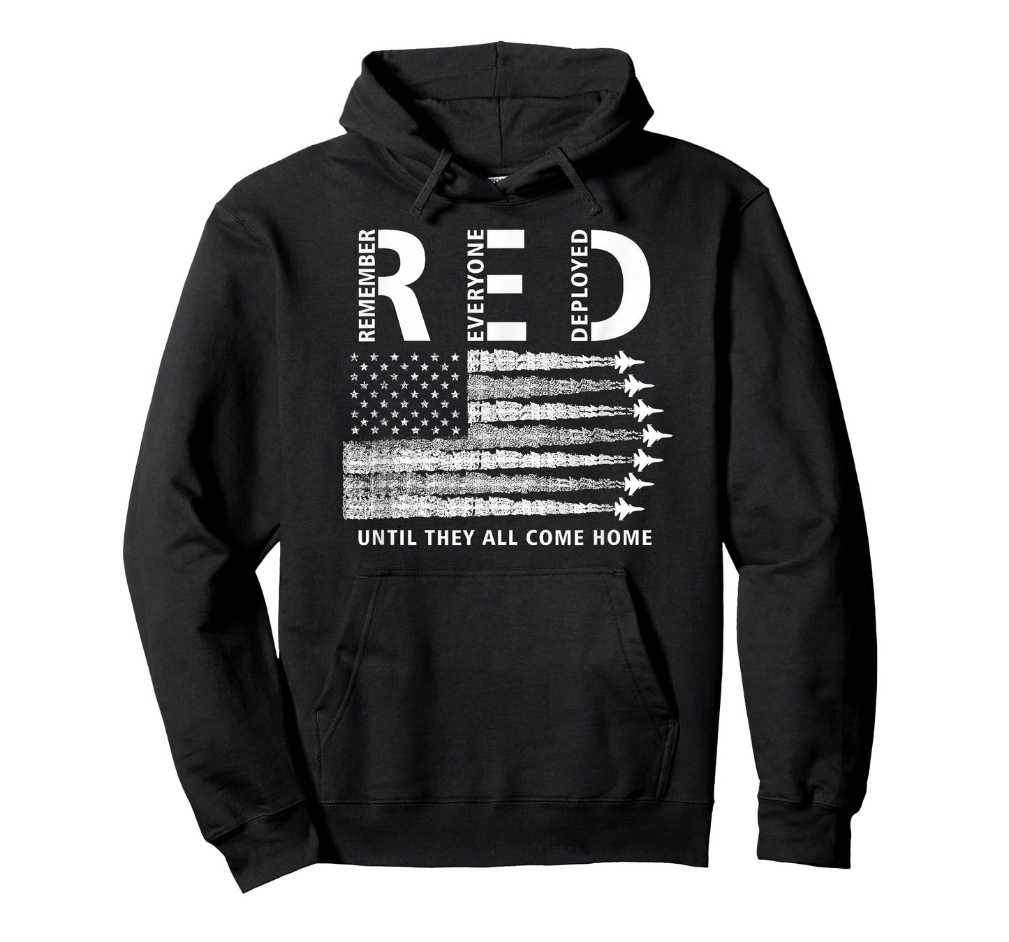 RED American Flag Remember Everyone Deployed Military T-Shirt