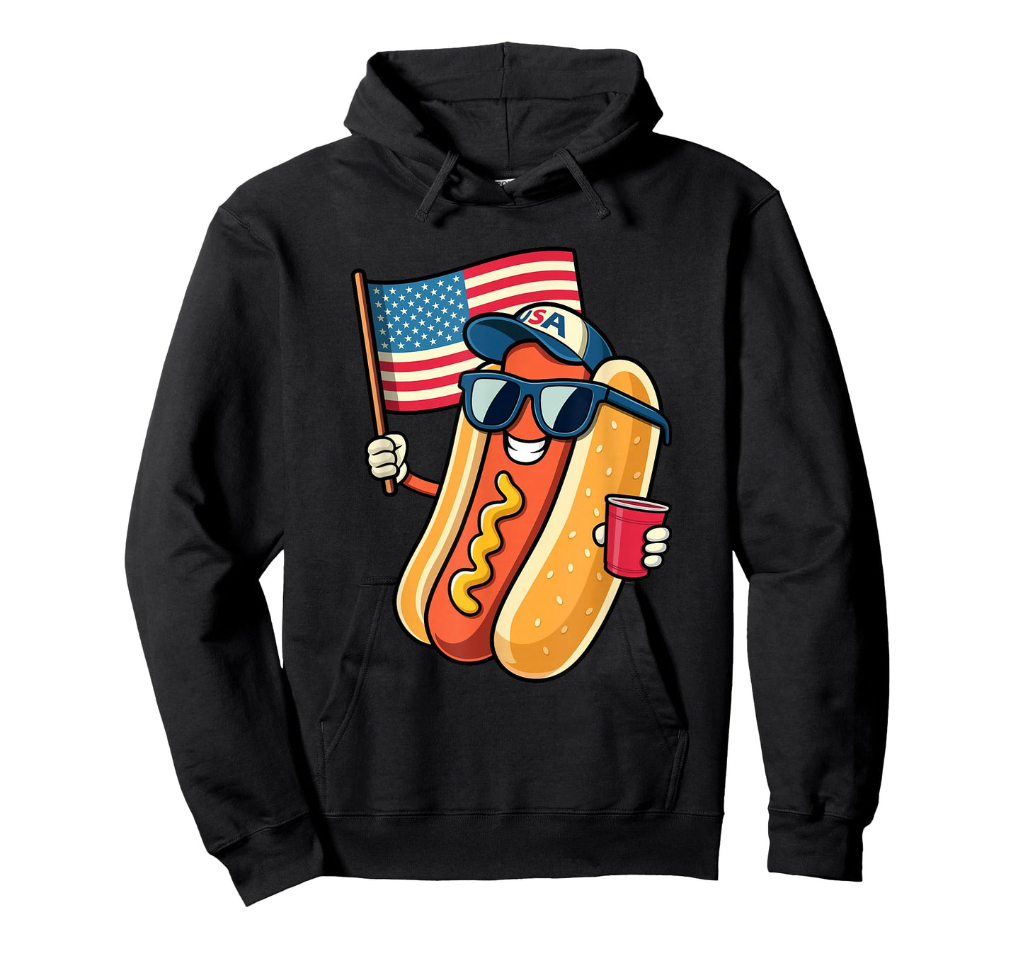 4th of July Hotdog Funny Fourth of July Patriotic USA Flag T-Shirt