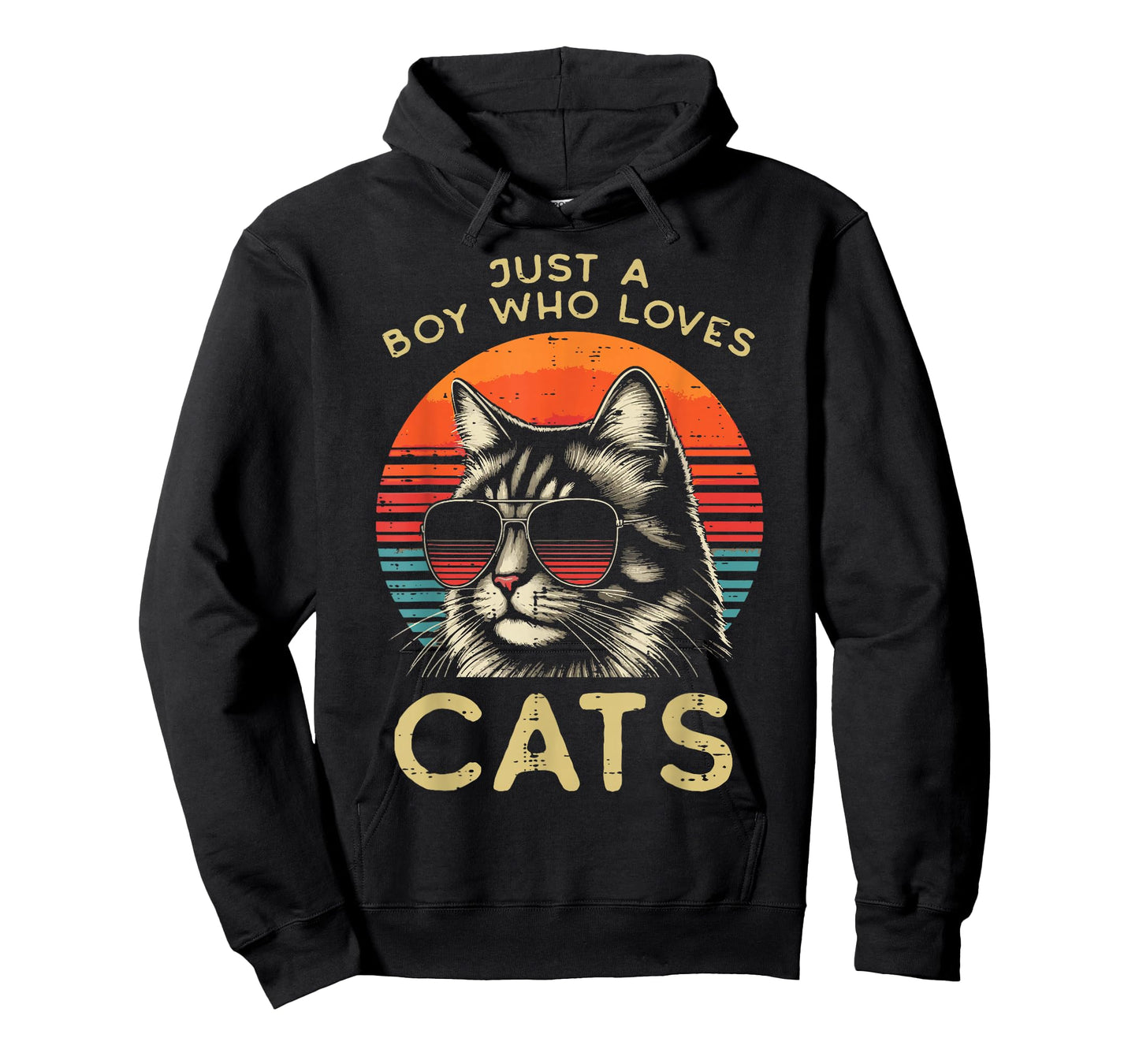 Just Boy Who Loves Cats Retro Kitten Kitty Boys Kids Men T-Shirt