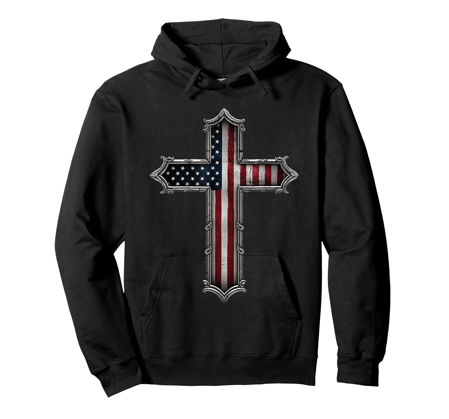 Cross USA Flag Christian Religious US America Faith Graphic T-Shirt